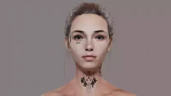Skinny Female Base Mesh with 8k Realistic Textures Low-poly 3D model