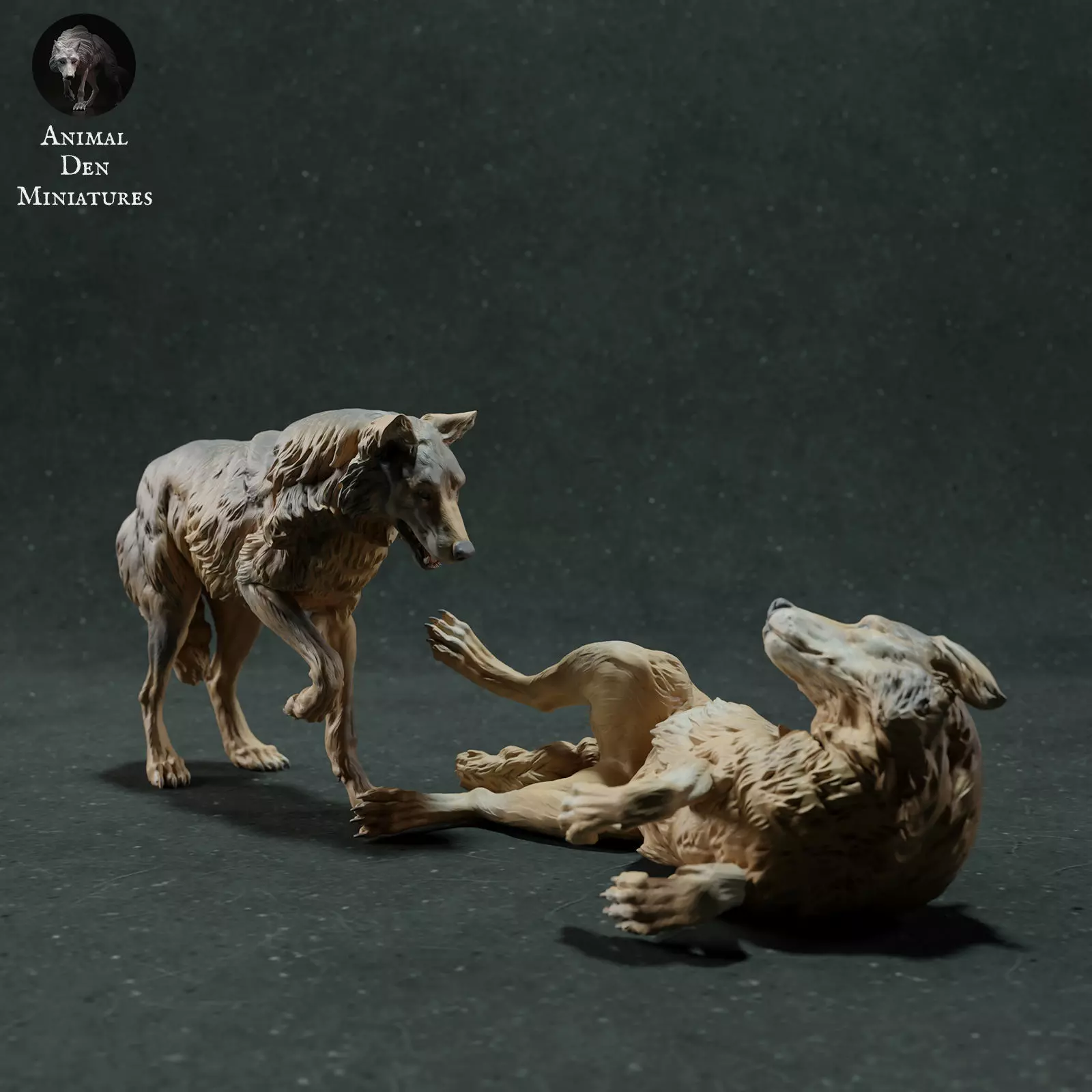 Iberian Wolves Play 3D print model_0