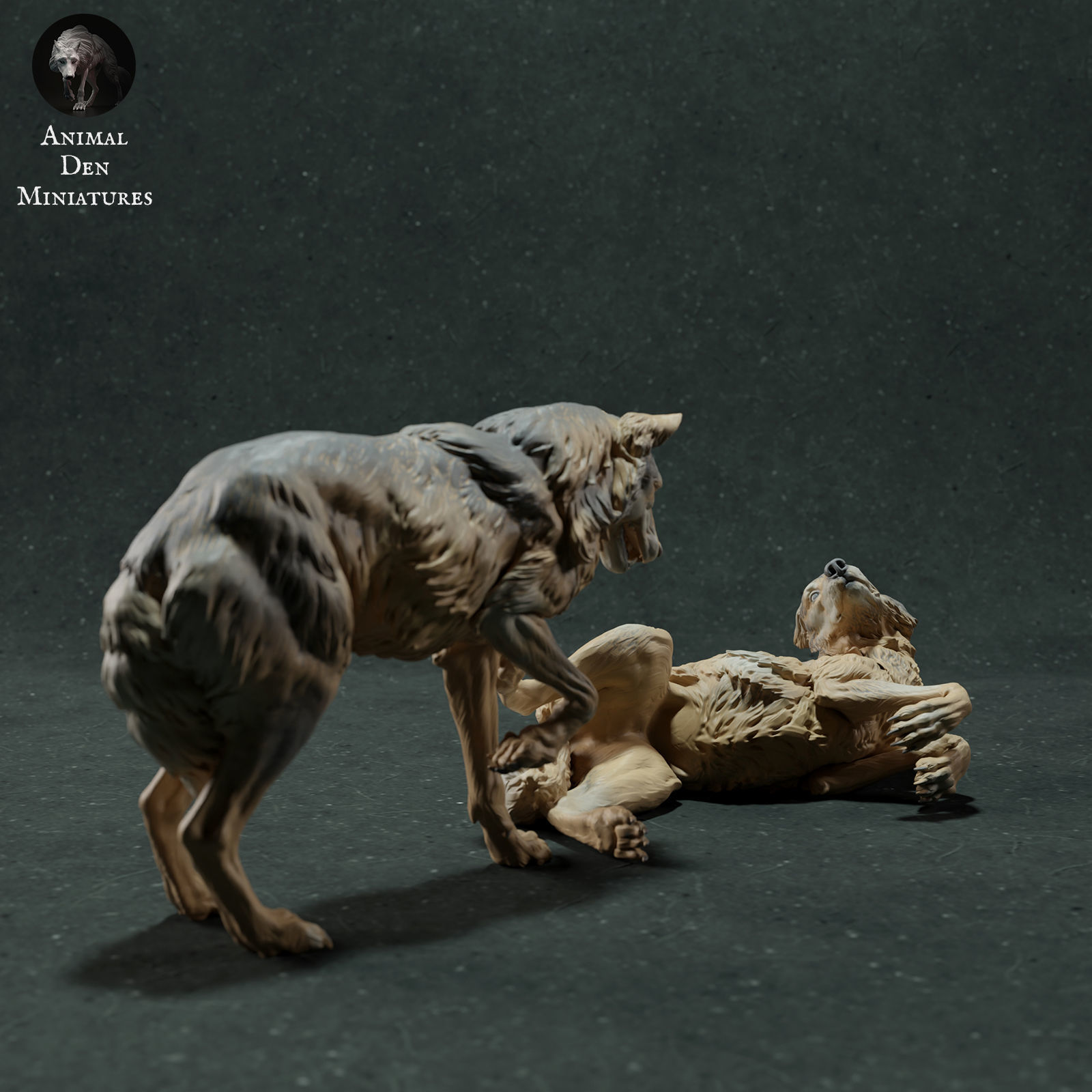 Iberian Wolves Play 3D print model_1