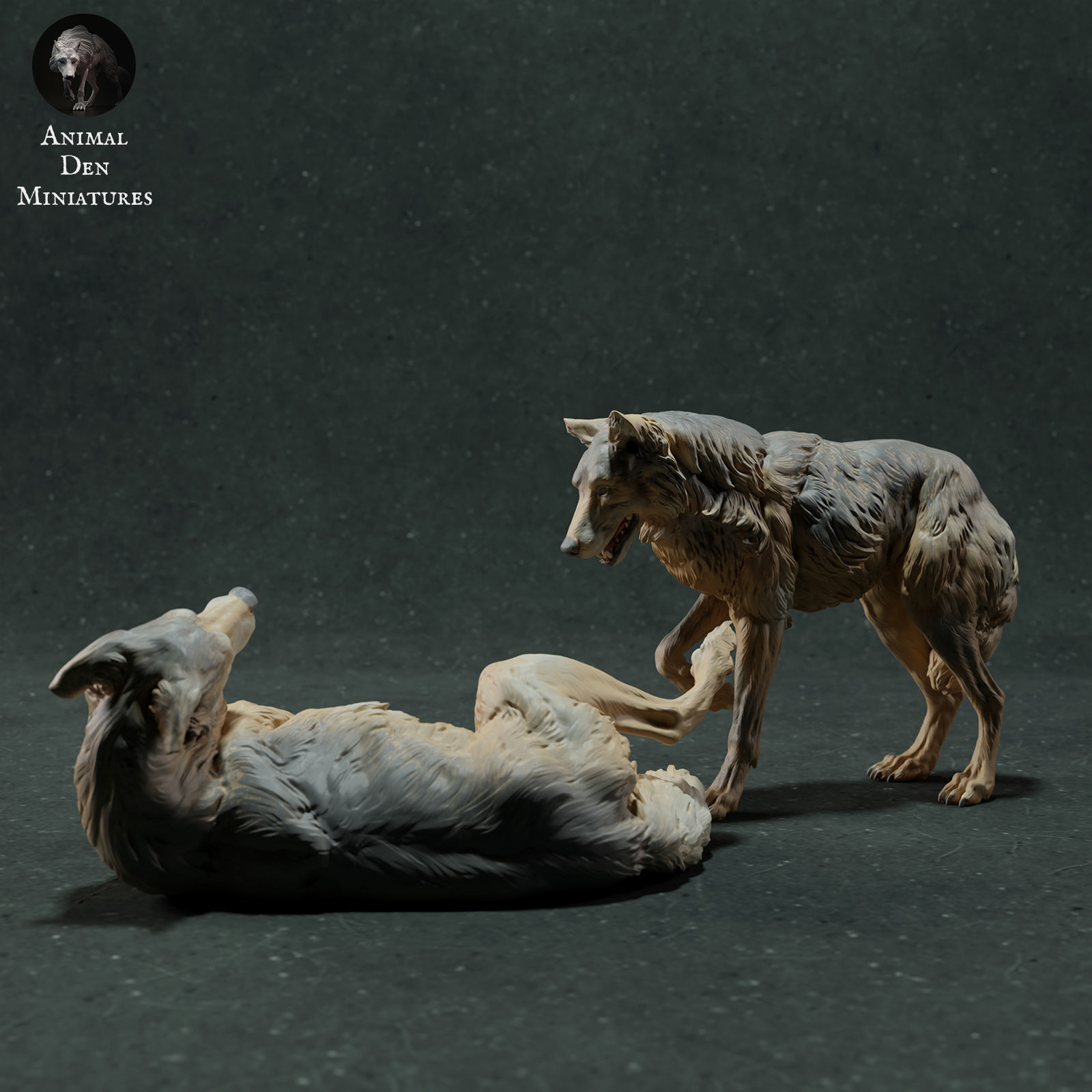 Iberian Wolves Play 3D print model_3