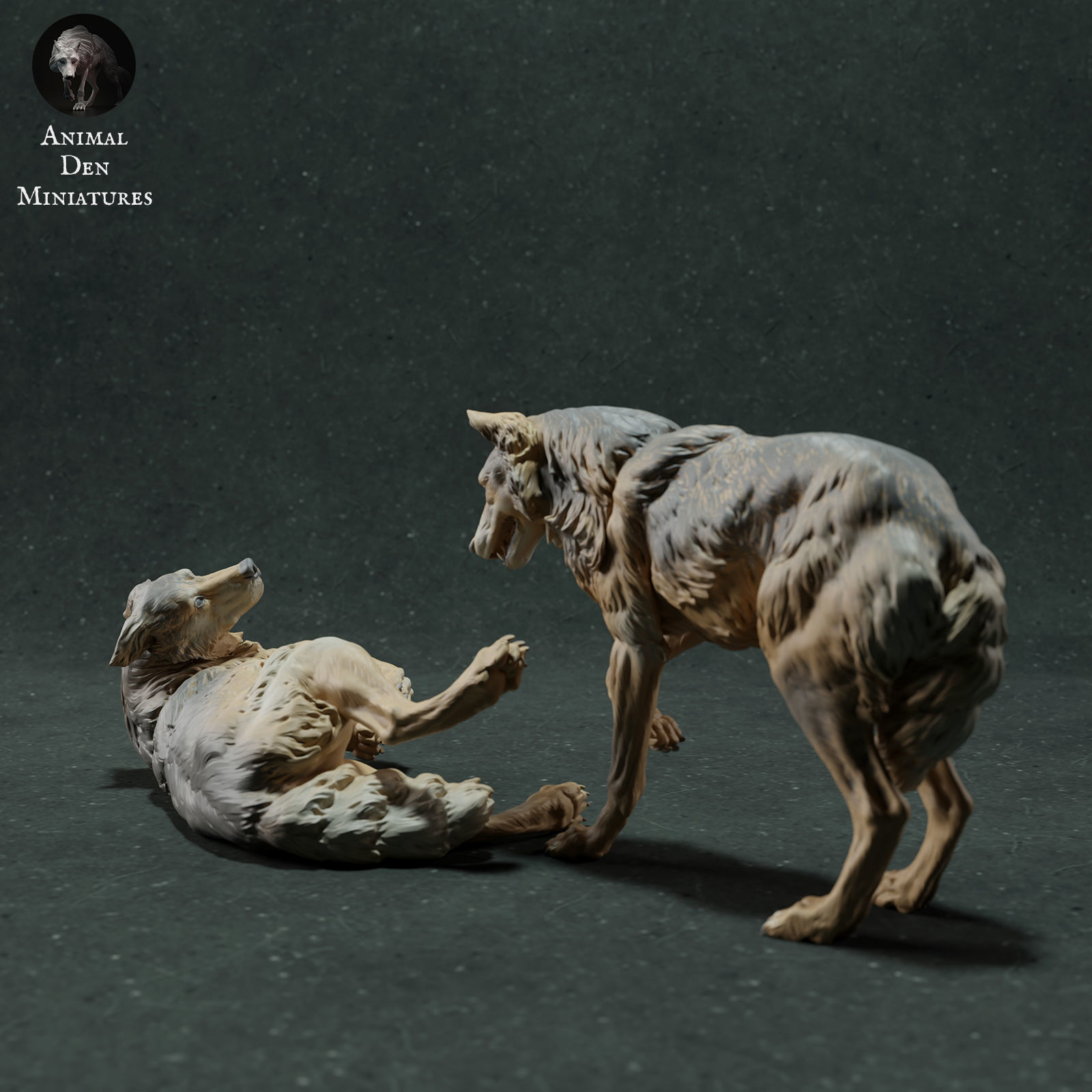 Iberian Wolves Play 3D print model_2
