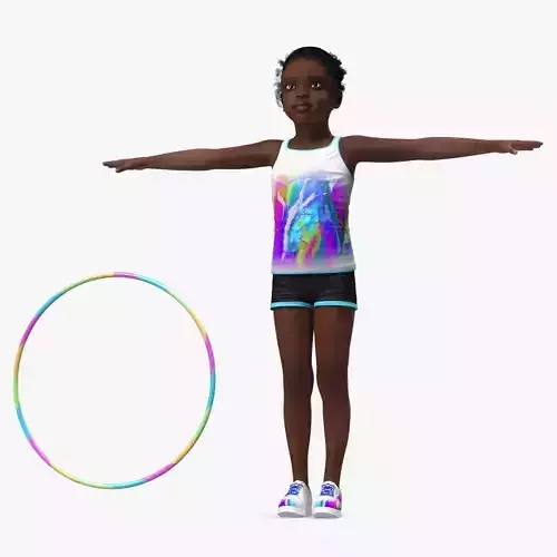 Black Child Girl With Hoop Rigged for Maya 3D model