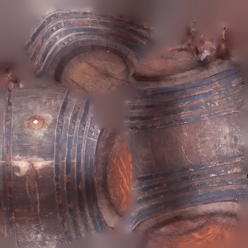 Wooden wine barrel Low-poly 3D model_5