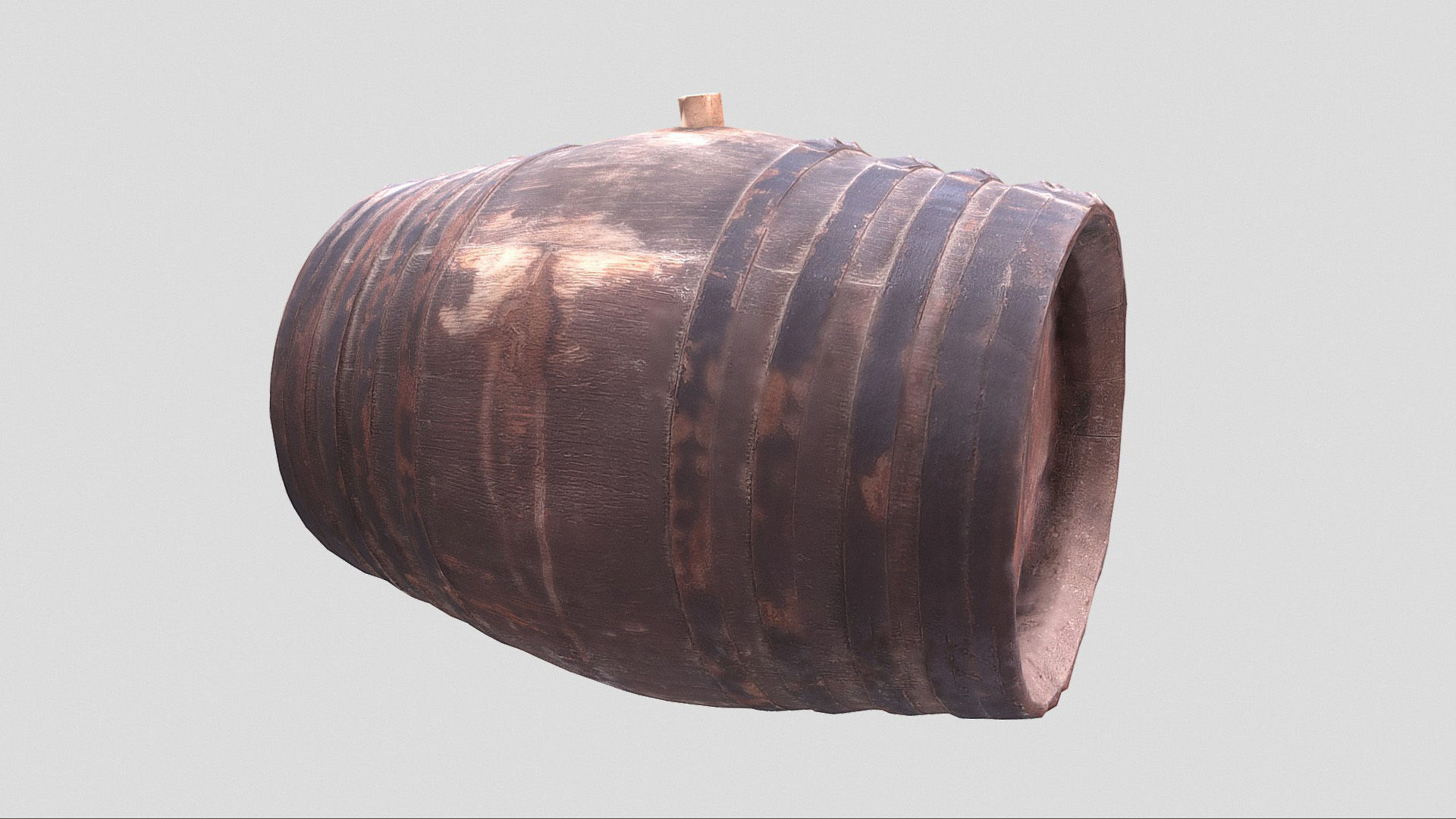 Wooden wine barrel Low-poly 3D model_3