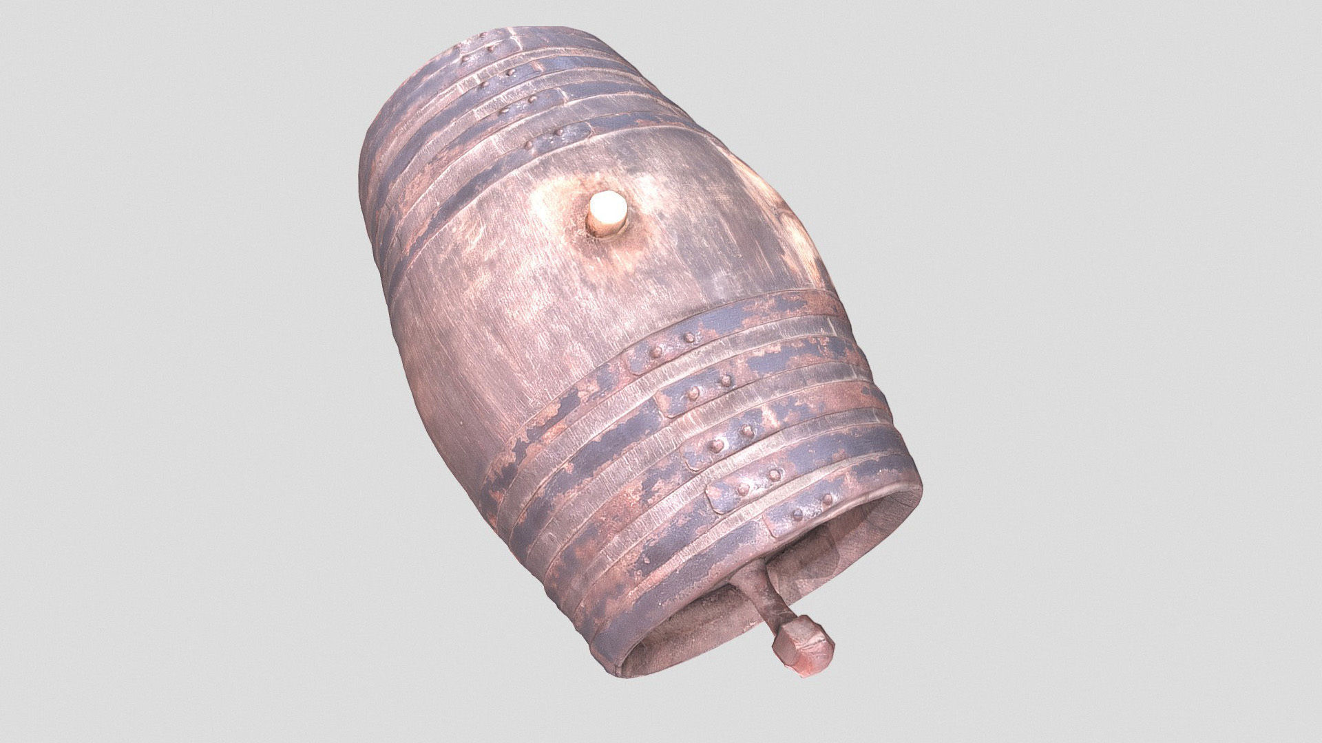 Wooden wine barrel Low-poly 3D model_1