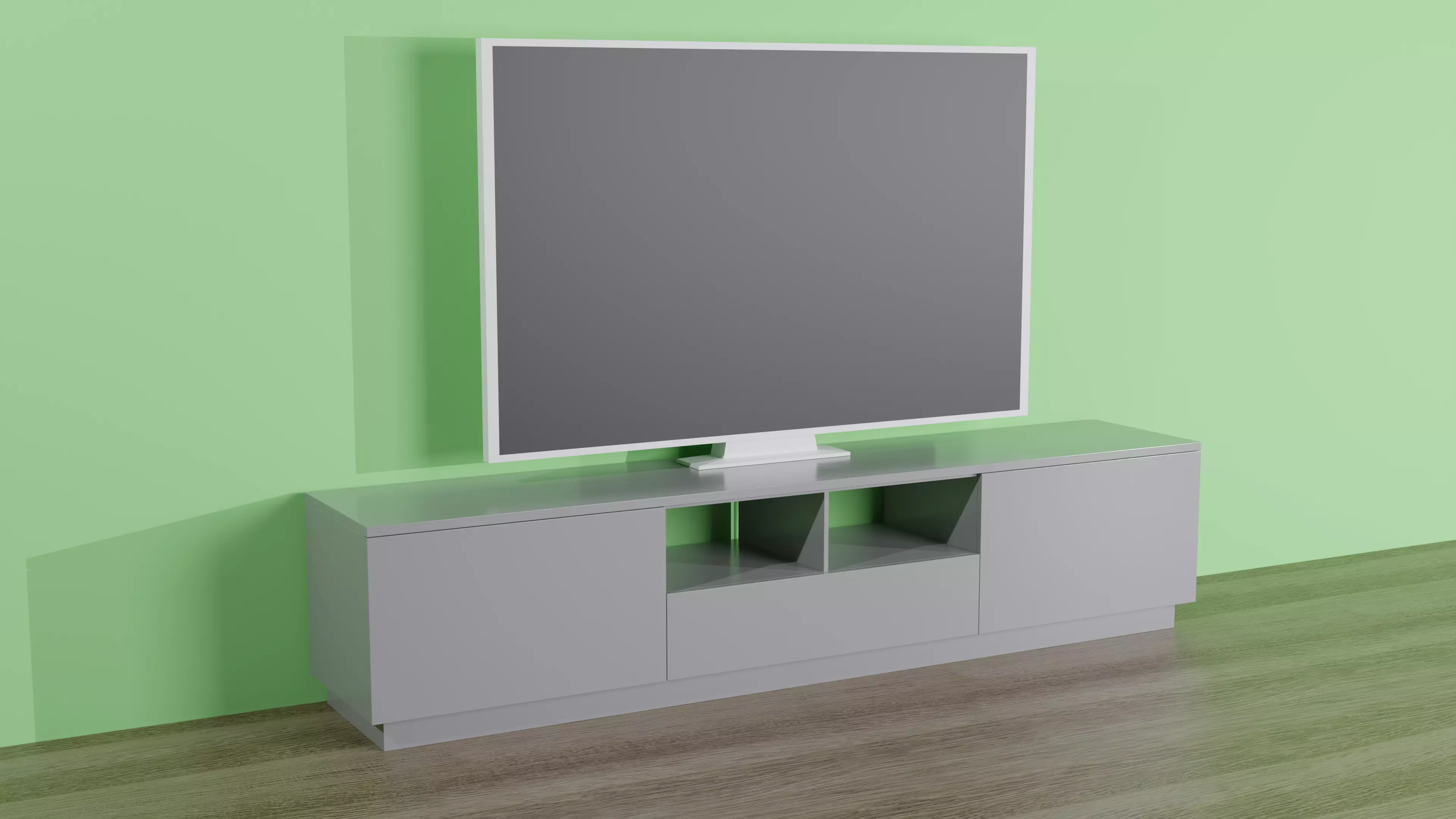 White TV Stand Low-poly 3D model