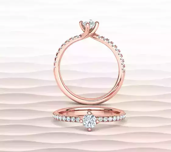 Compass Set Solitaire Diamond Ring with 4mm stone 3dmodel 3D print model