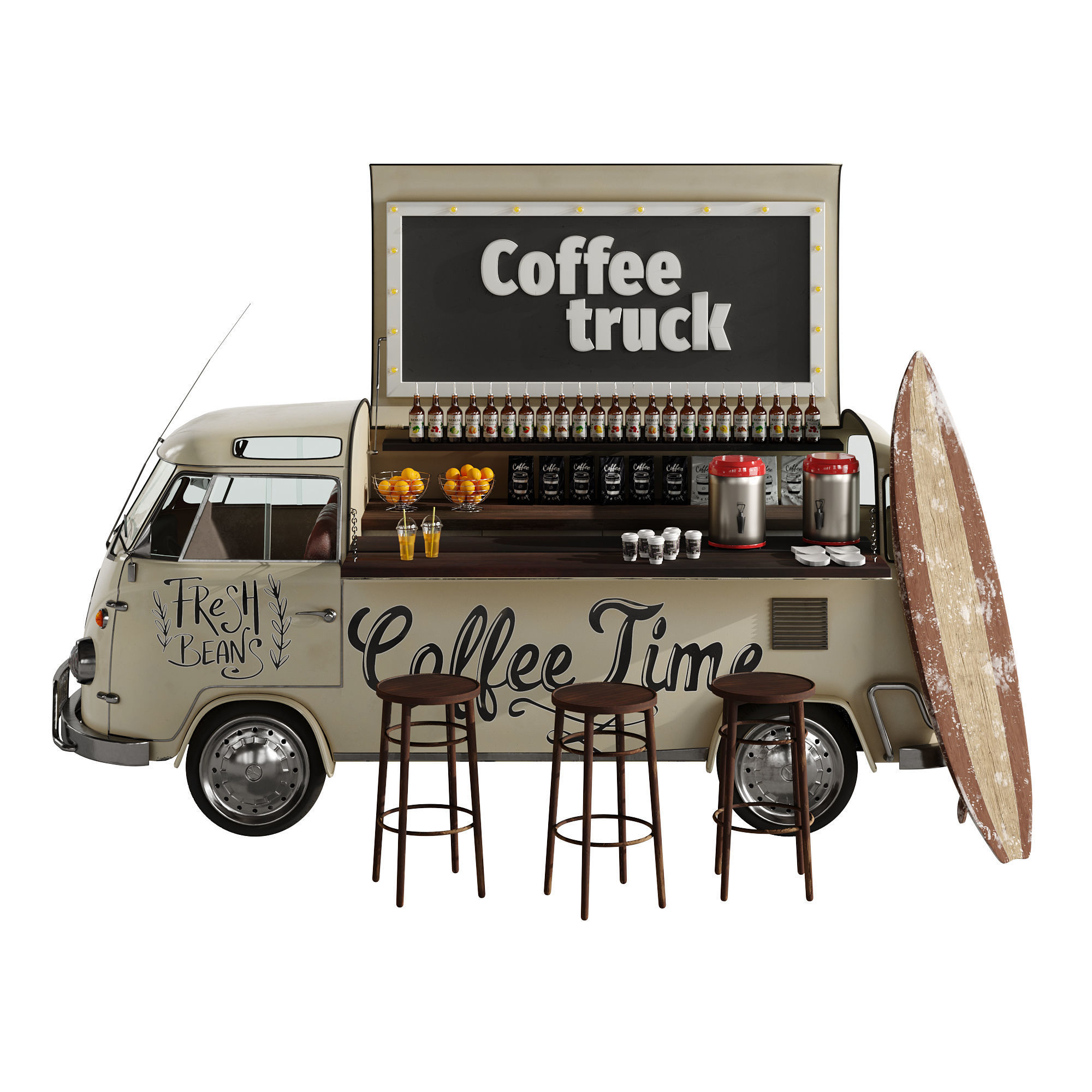 Coffee truck set 1 3D model_5