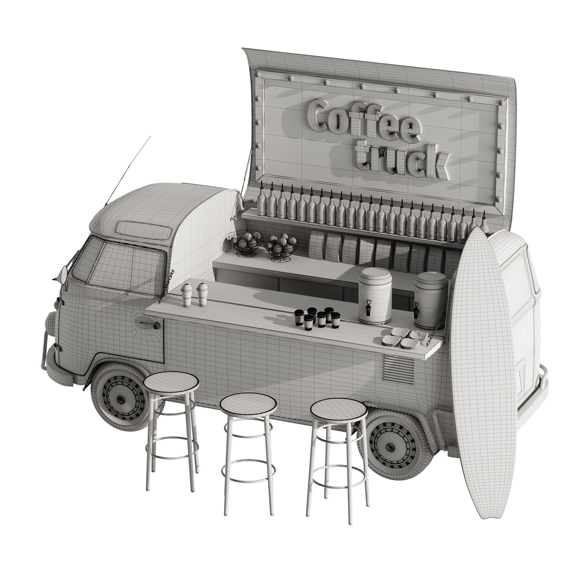 Coffee truck set 1 3D model_2