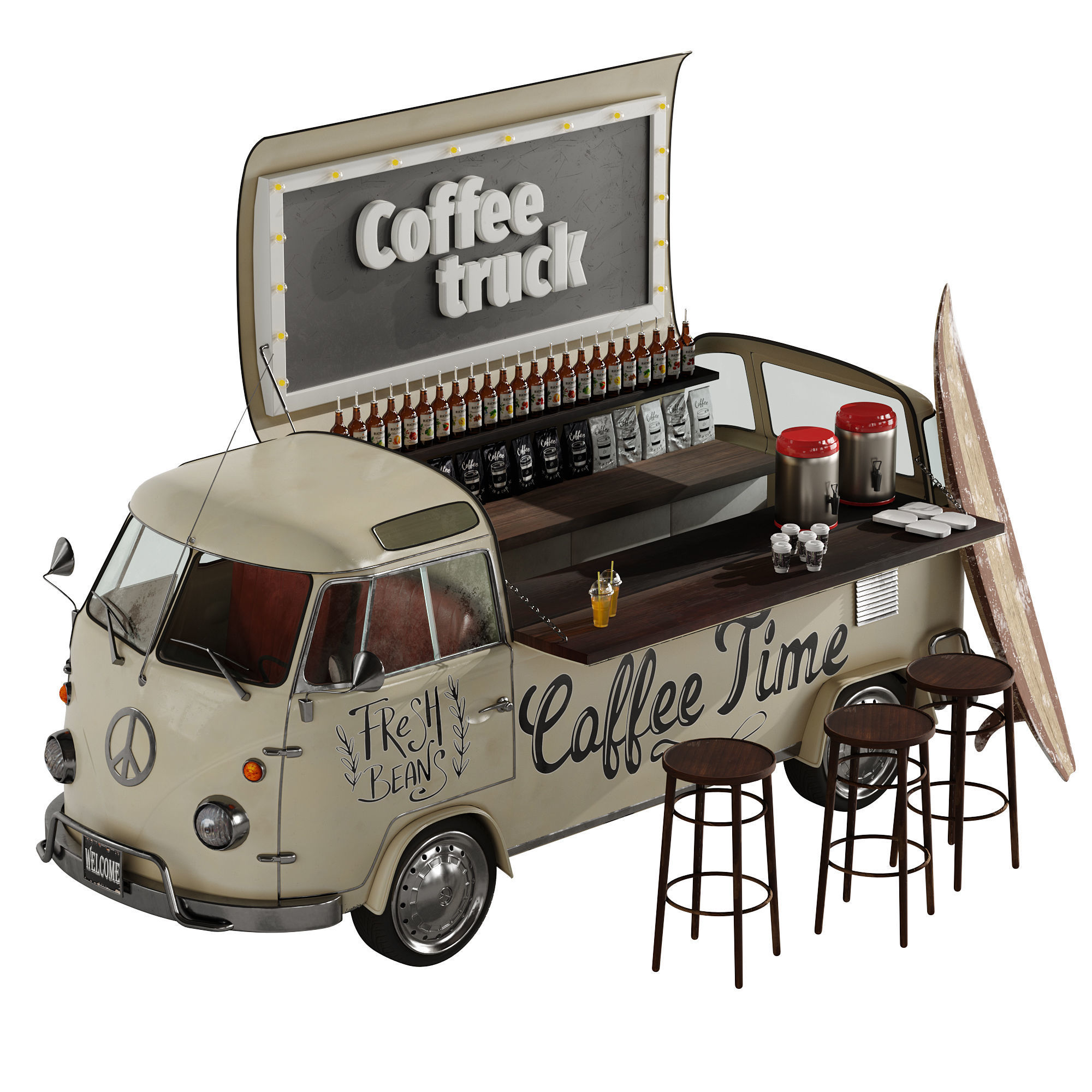 Coffee truck set 1 3D model_6