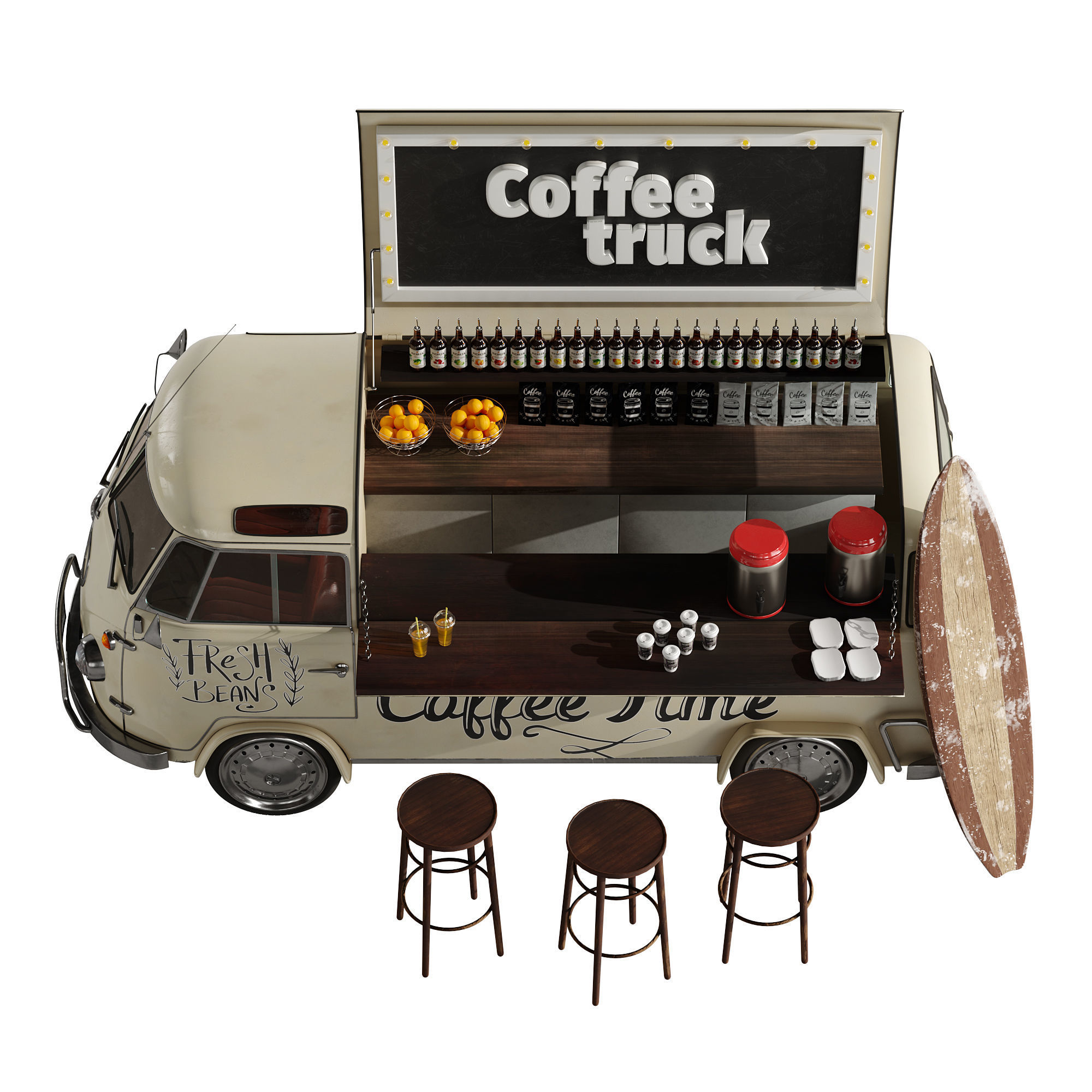 Coffee truck set 1 3D model_9