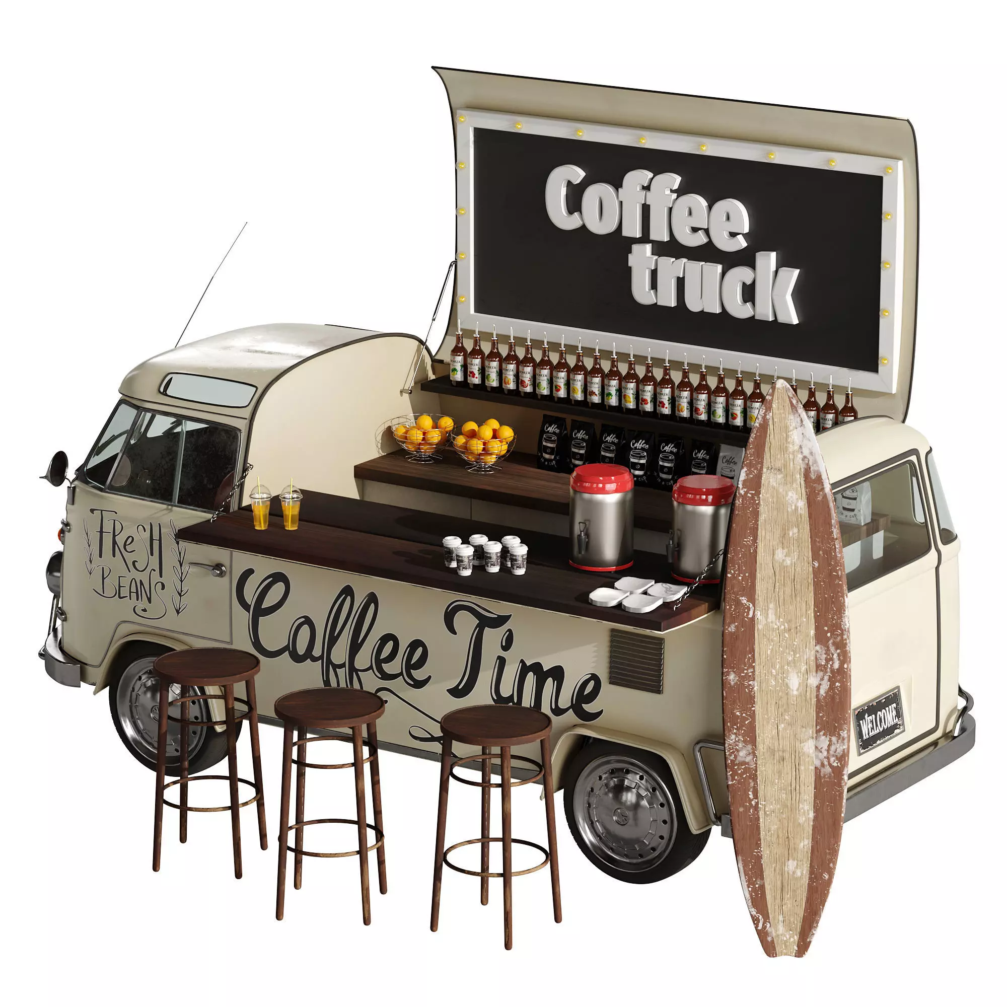 Coffee truck set 1 3D model_0