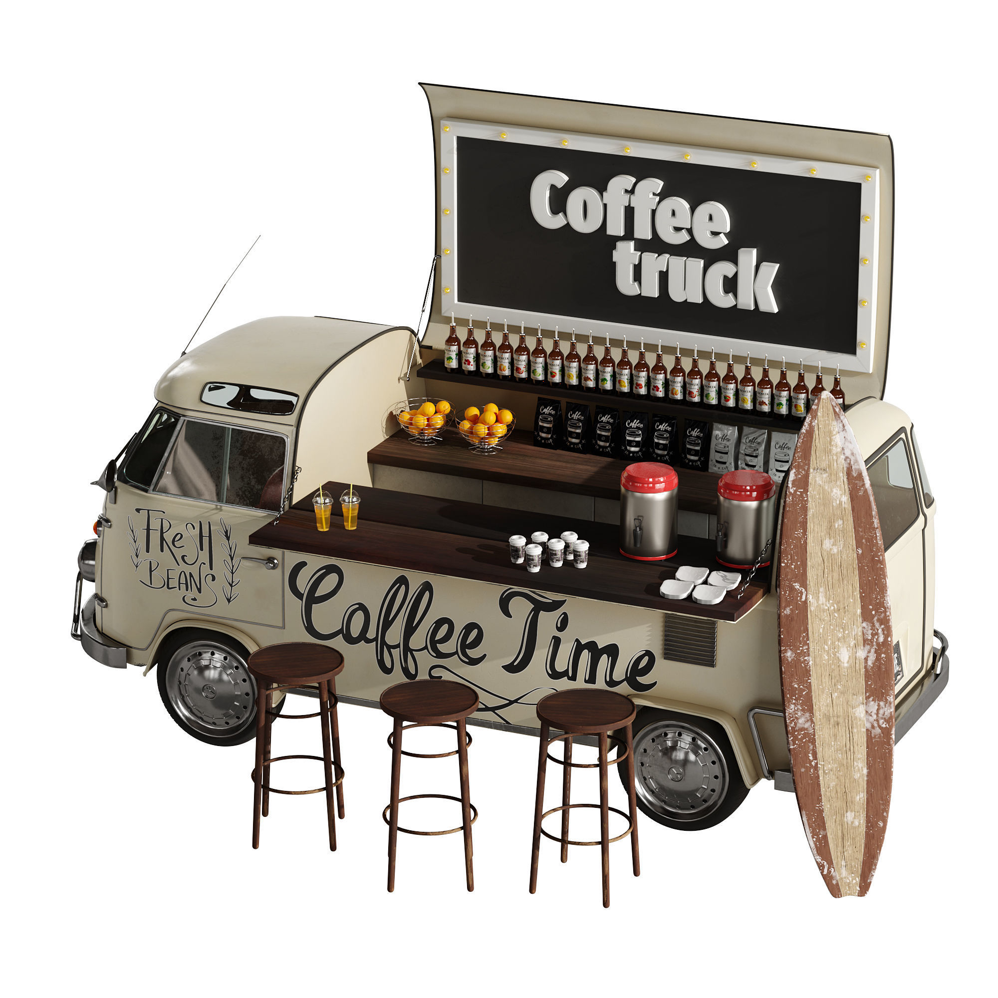 Coffee truck set 1 3D model_3