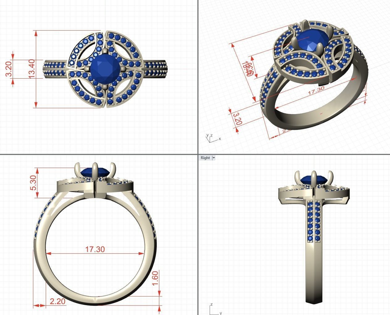 Gala Diamond Ring 3D print model_5