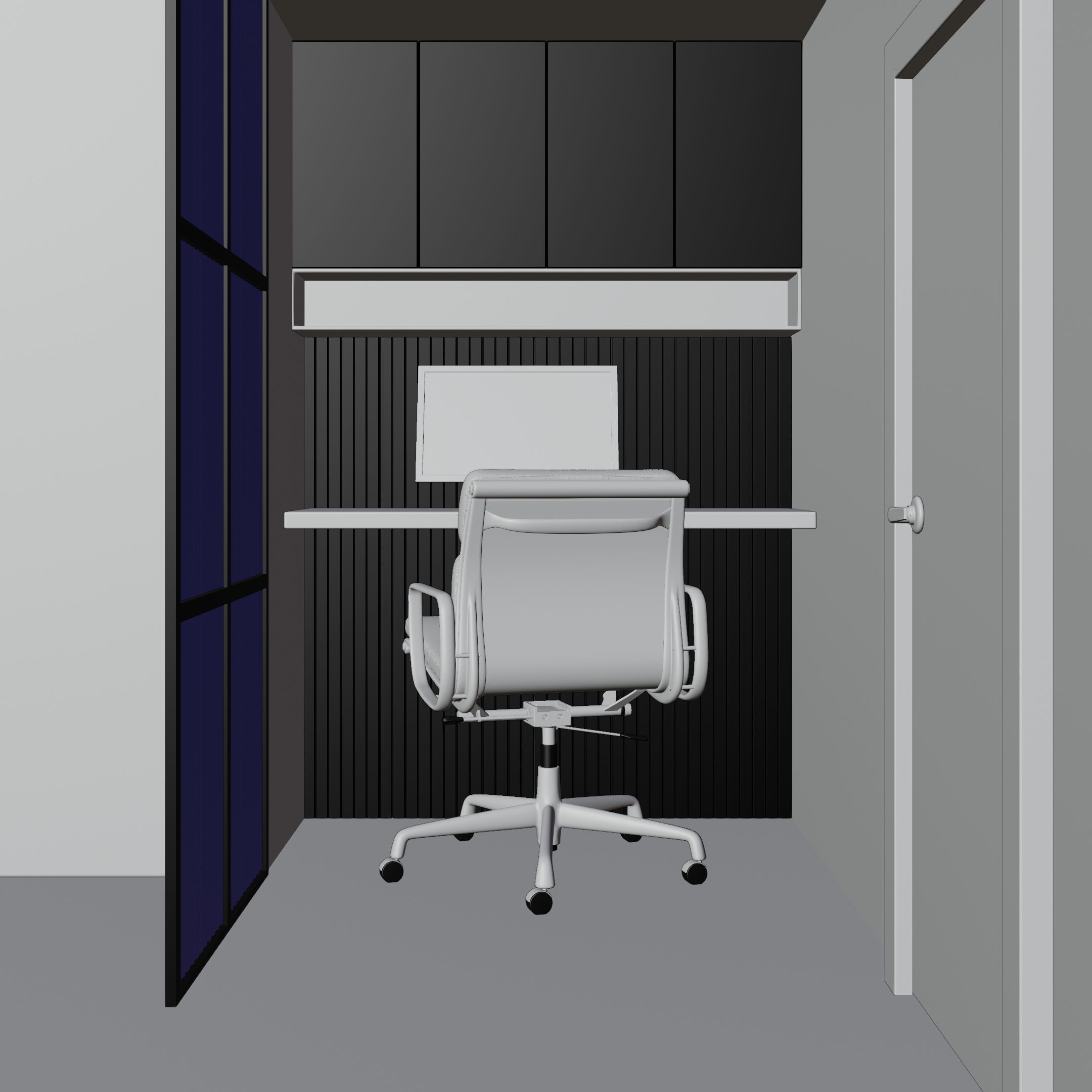 Living Room with Workspace Scene in Native Blend File 3D model_22