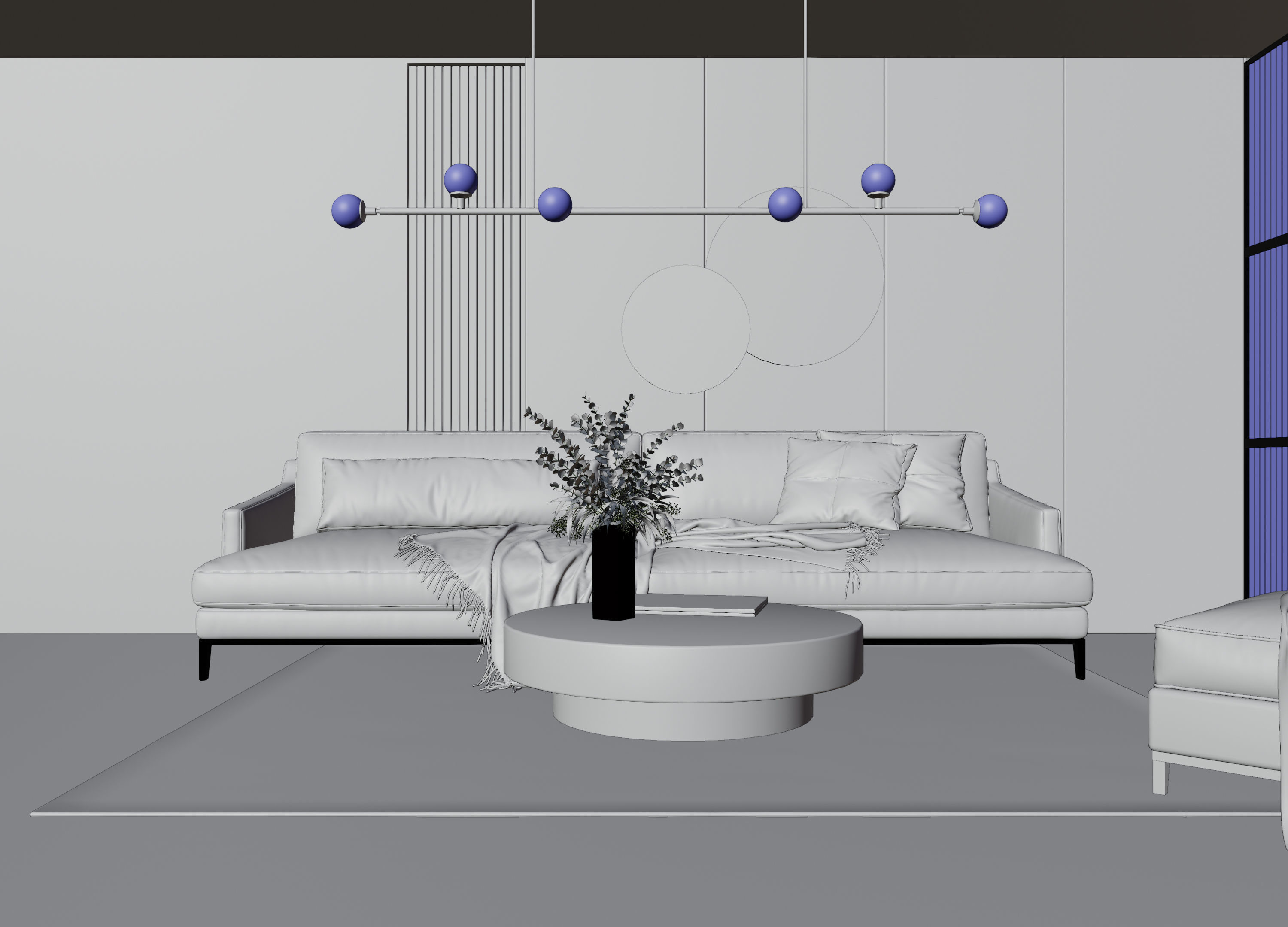 Living Room with Workspace Scene in Native Blend File 3D model_18