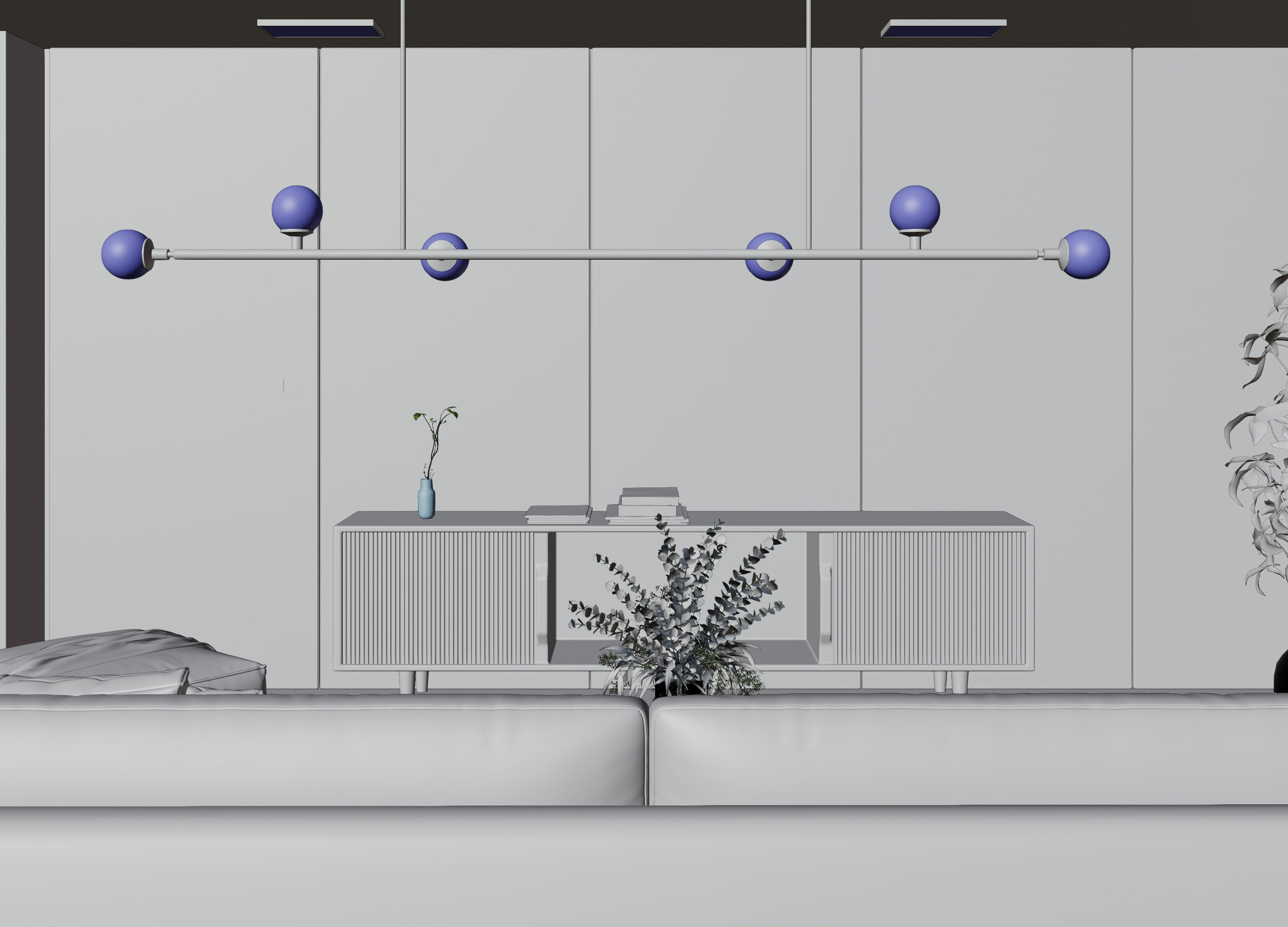 Living Room with Workspace Scene in Native Blend File 3D model_20