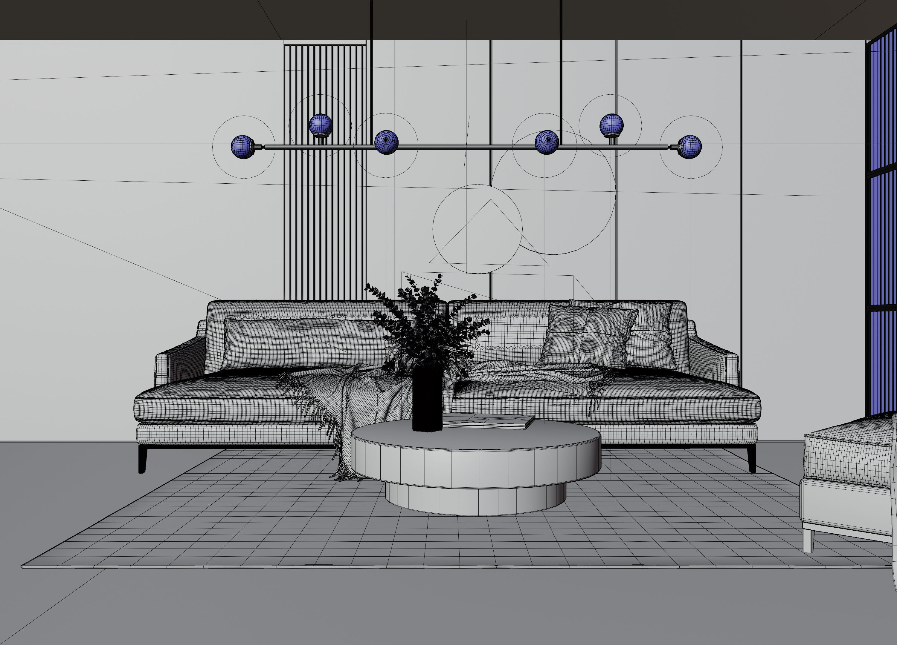 Living Room with Workspace Scene in Native Blend File 3D model_17