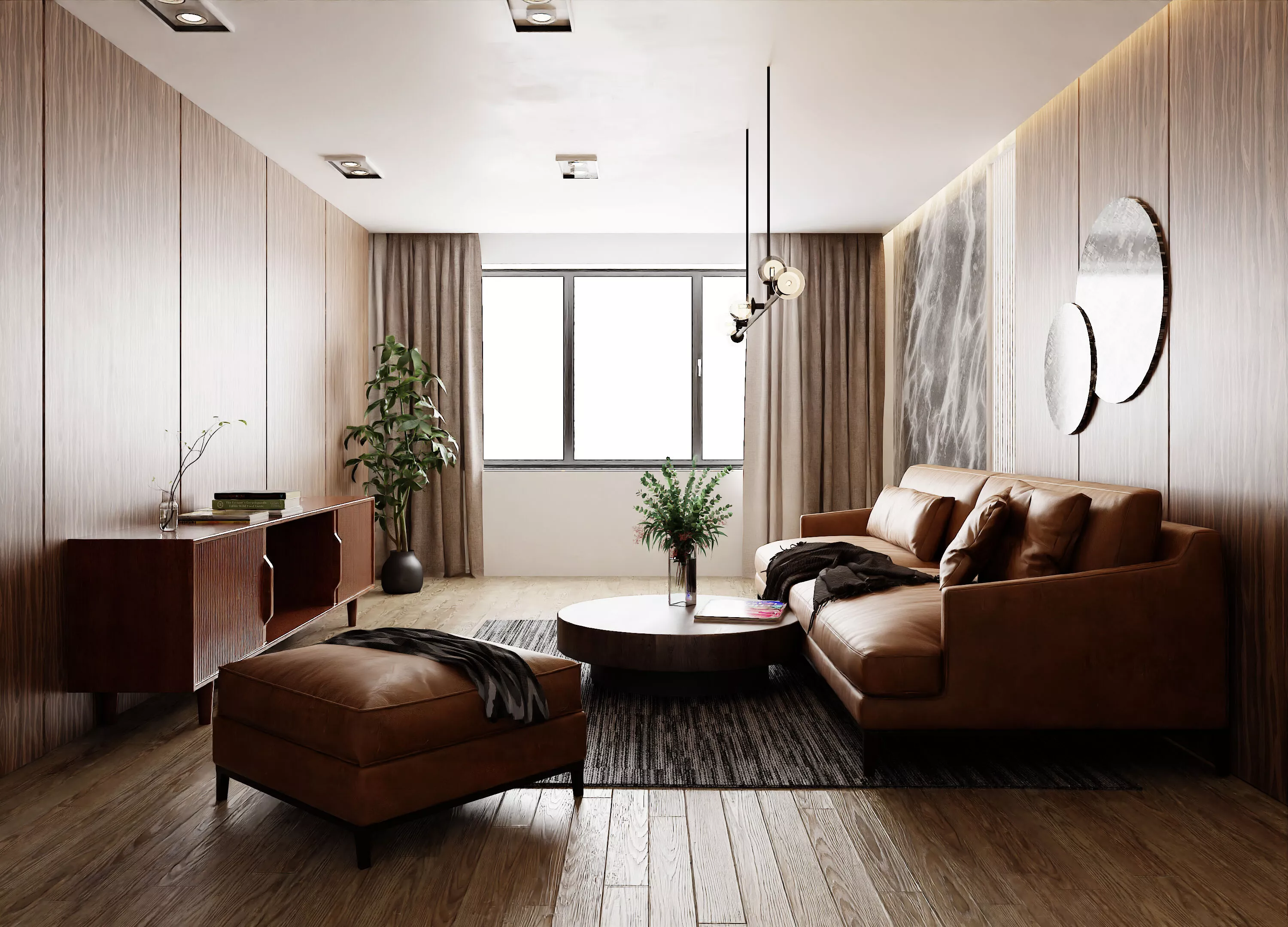 Living Room with Workspace Scene in Native Blend File 3D model