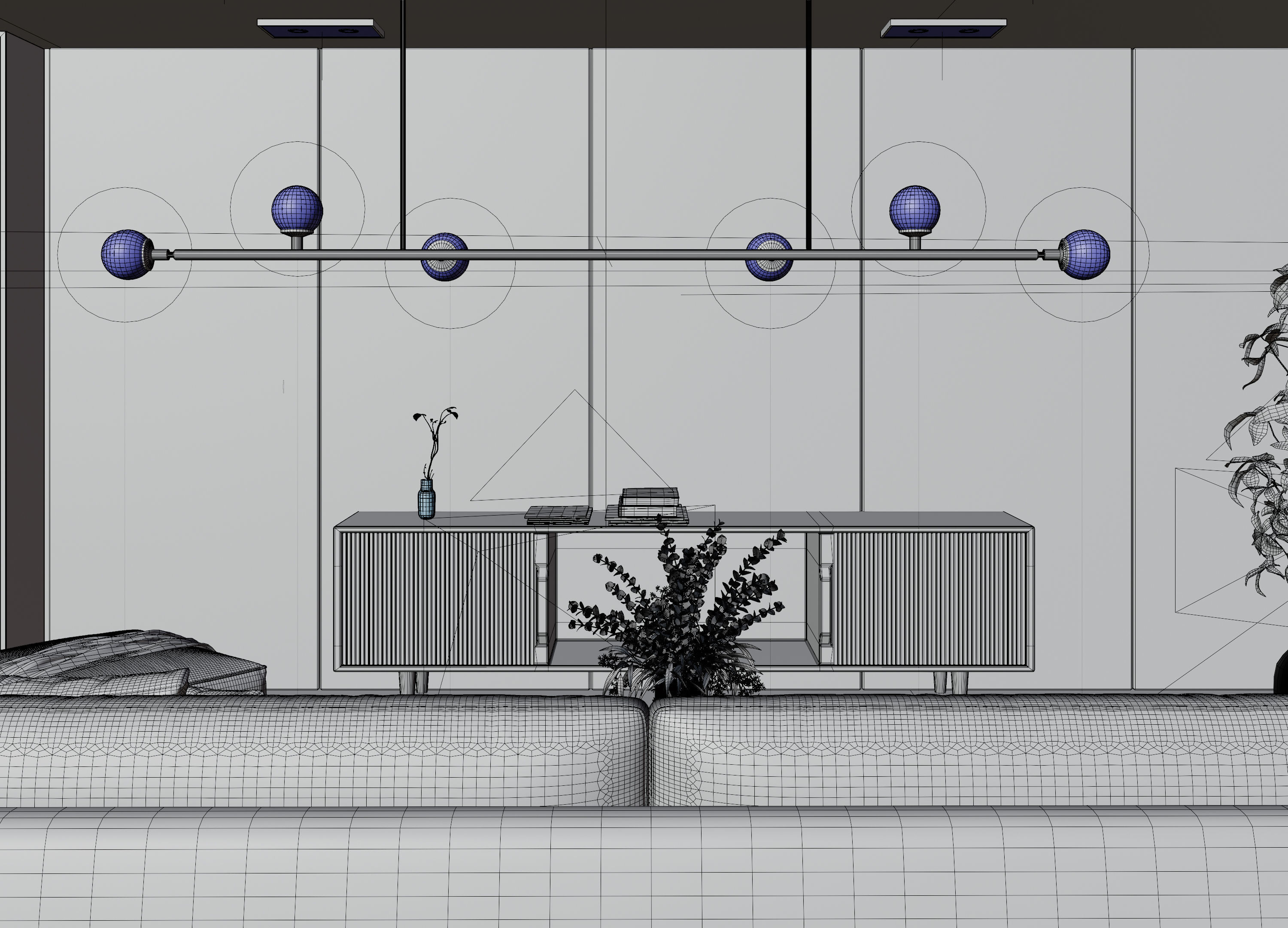 Living Room with Workspace Scene in Native Blend File 3D model_19