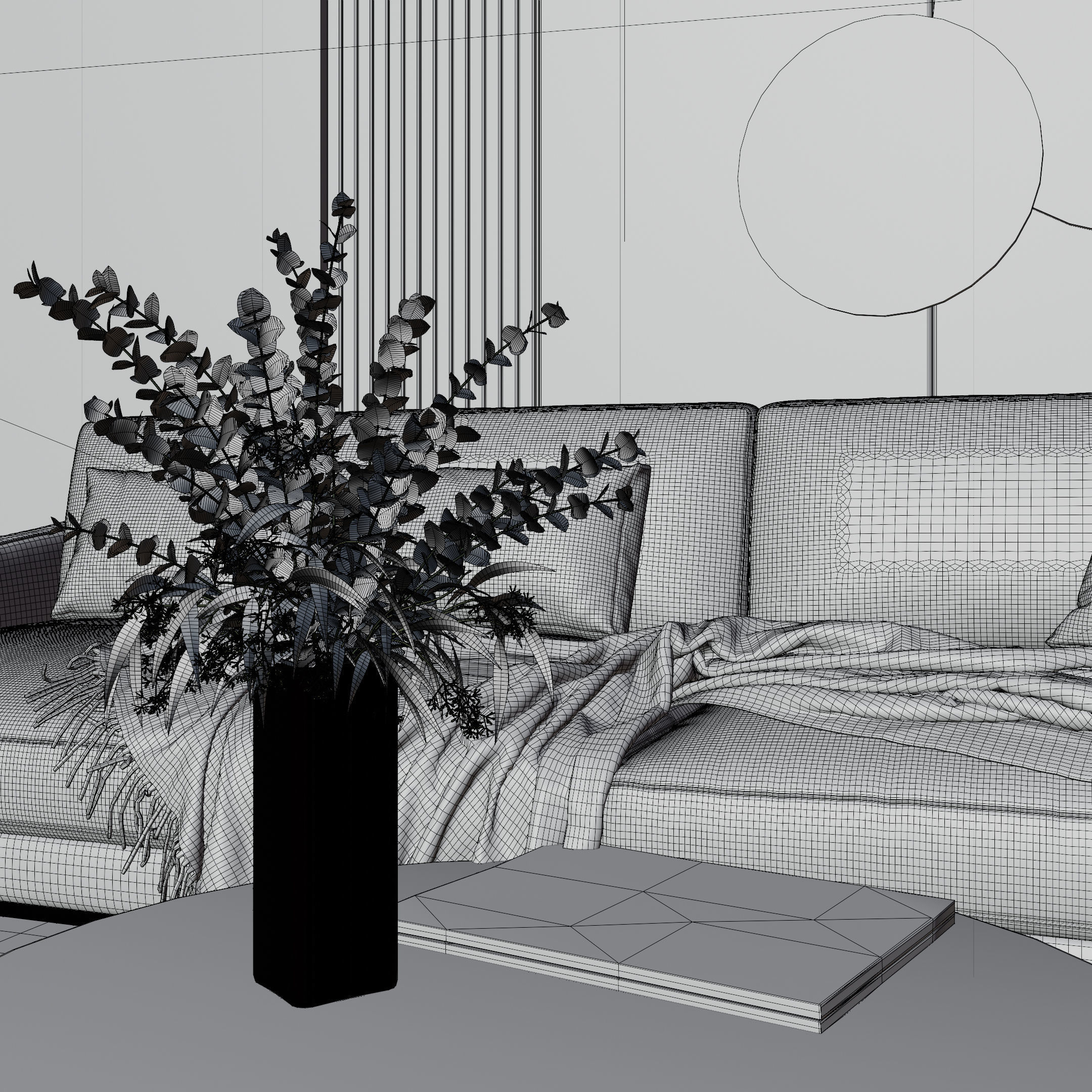 Living Room with Workspace Scene in Native Blend File 3D model_23