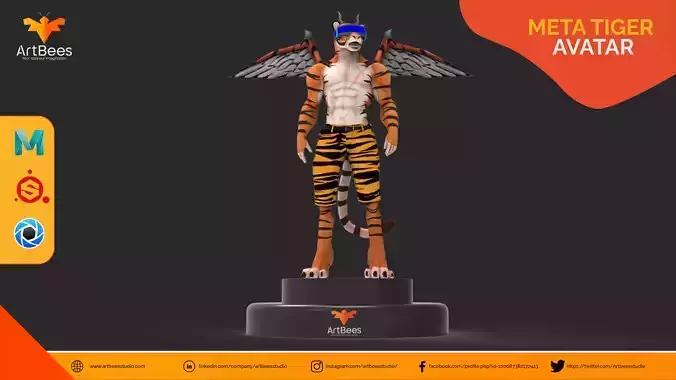 Meta Tiger Character Low-poly 3D model