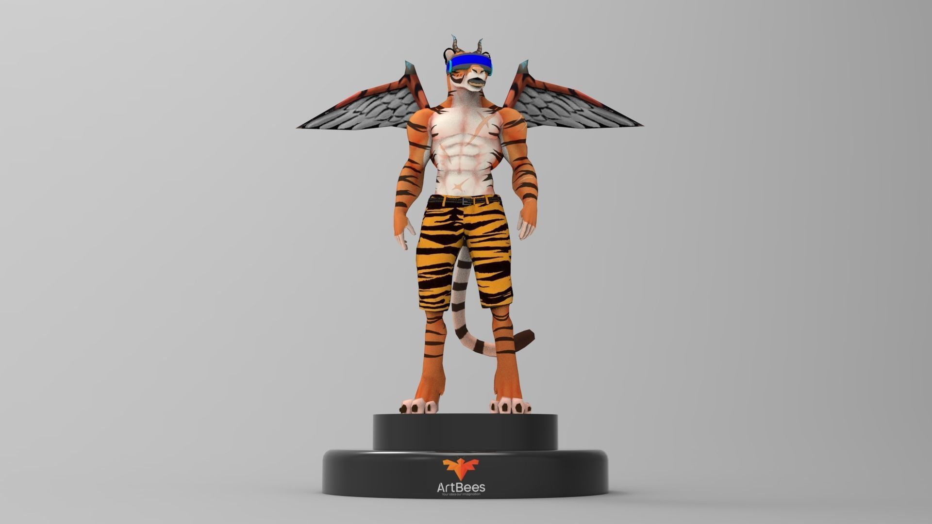 Meta Tiger Character Low-poly 3D model_1