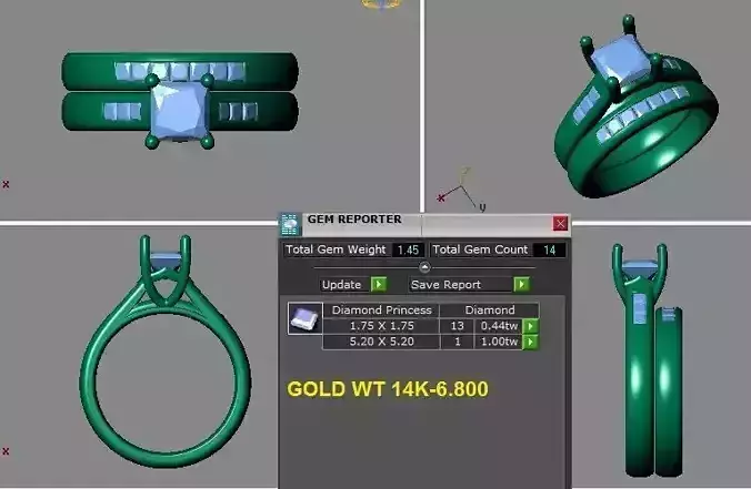 princess cut engagement ring set