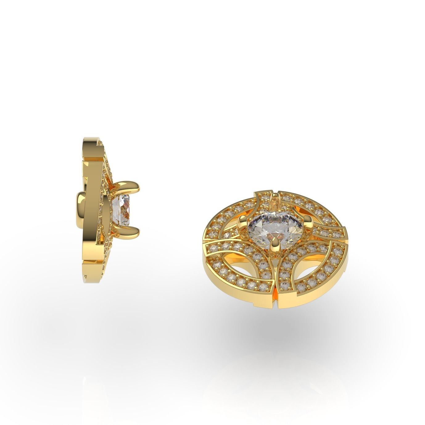 Gala Diamond Stud Earring 3D print model_3