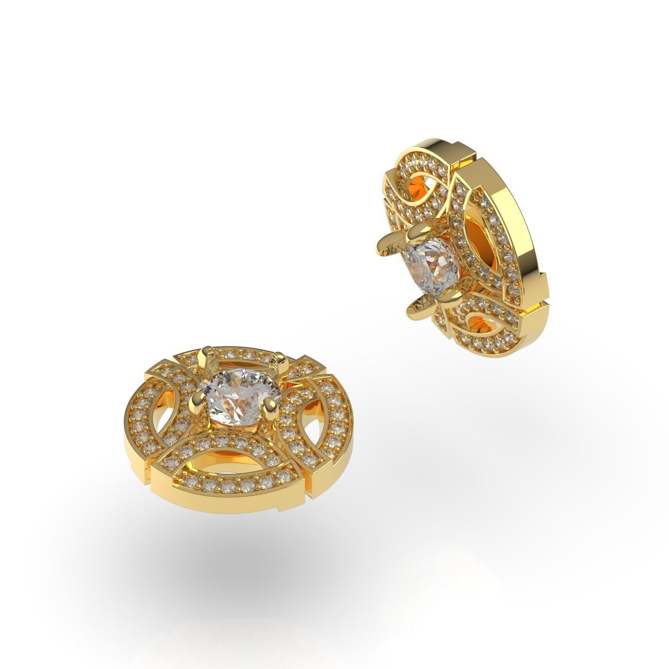 Gala Diamond Stud Earring 3D print model_4