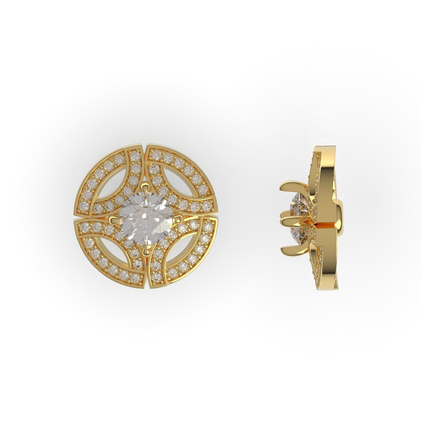 Gala Diamond Stud Earring 3D print model_5