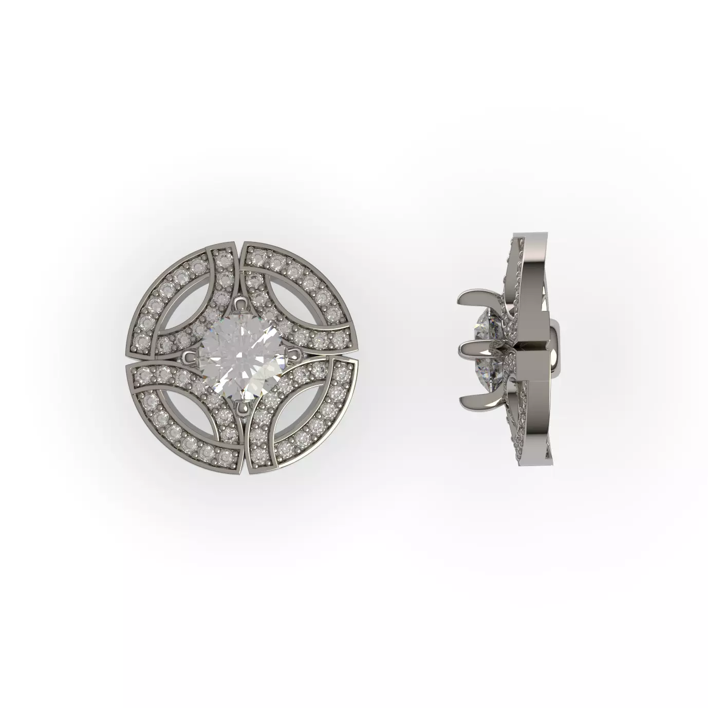 Gala Diamond Stud Earring 3D print model_0