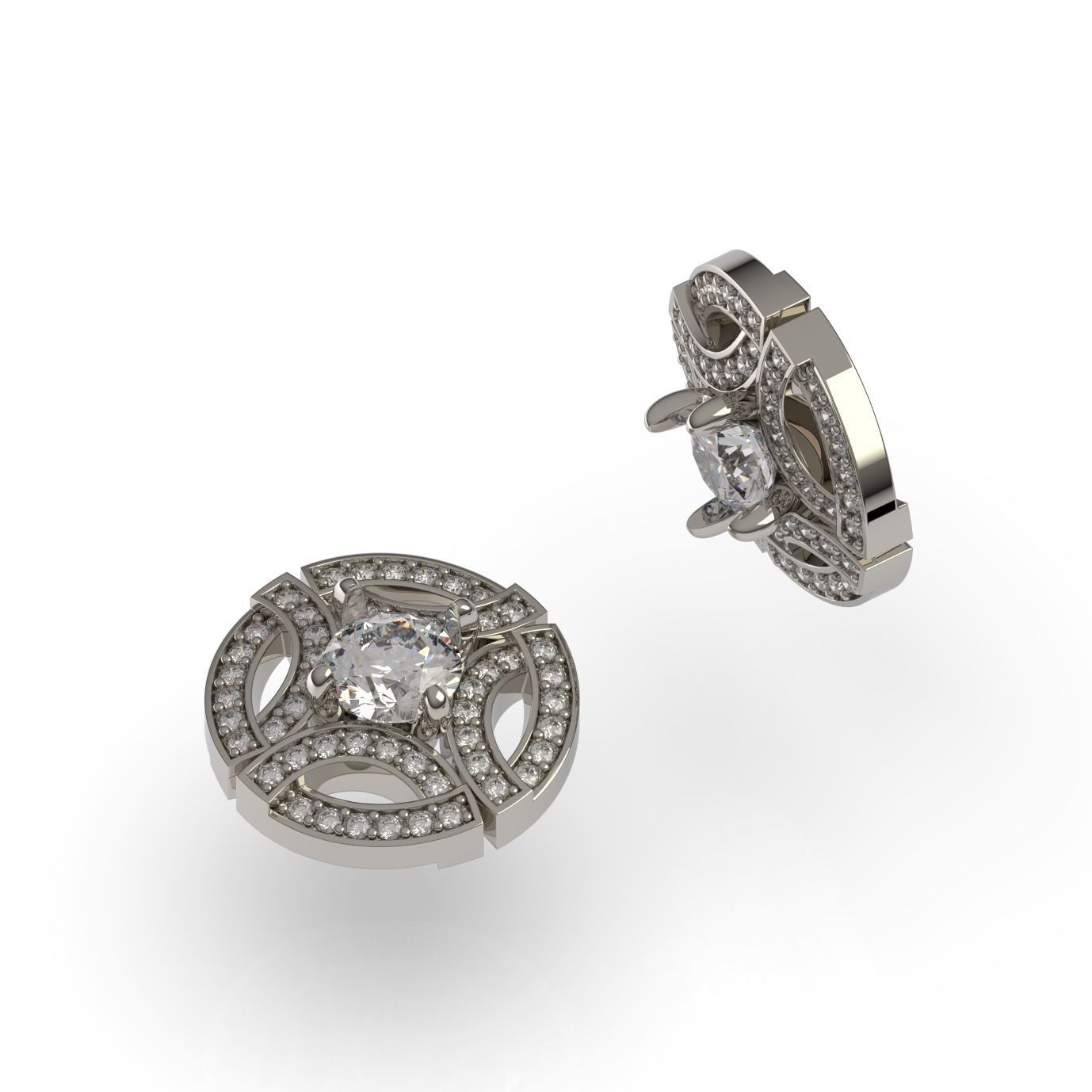 Gala Diamond Stud Earring 3D print model_1