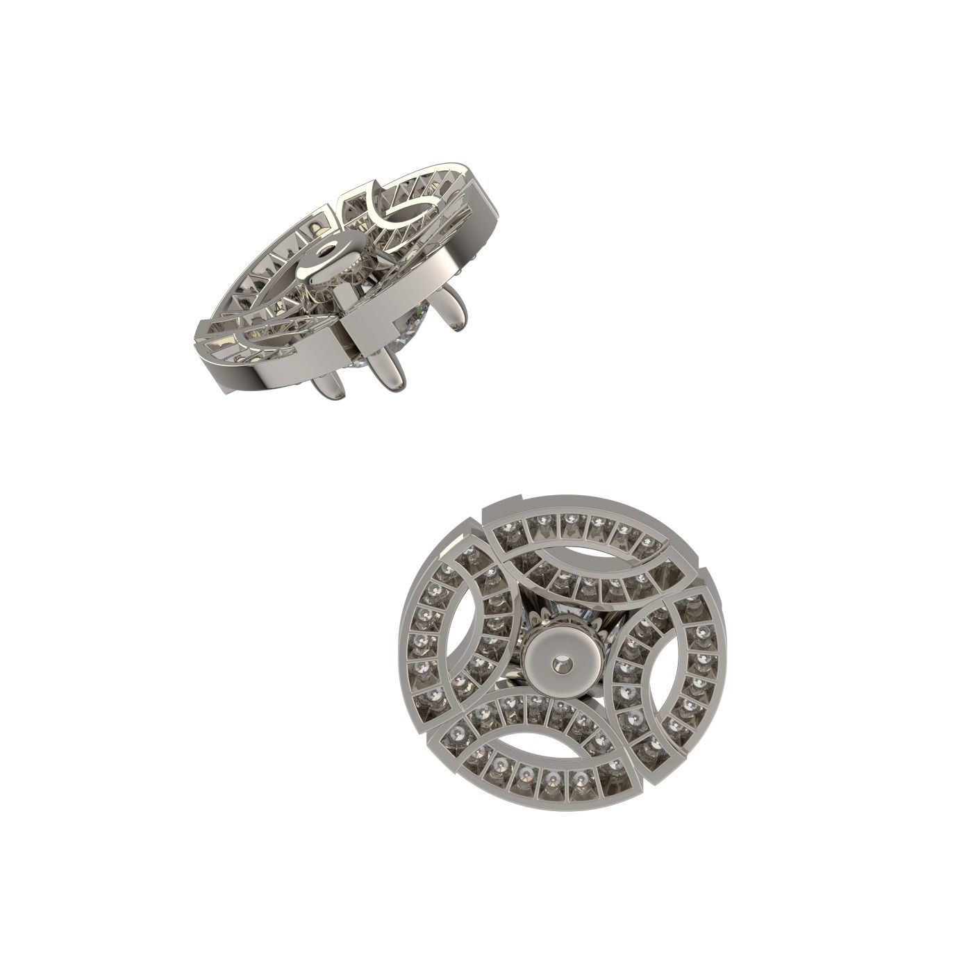 Gala Diamond Stud Earring 3D print model_2