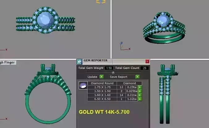 halo engagement ring set