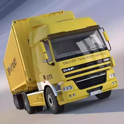 DAF CF85 with semitruck and ISO 45 ft container 3D model