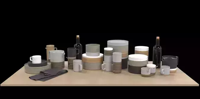 Ceramic and Wood Tableware Kitchenware