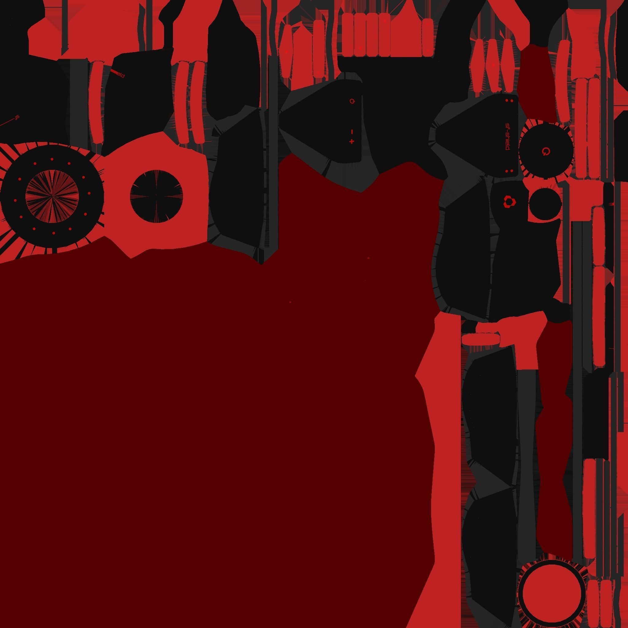 SciFi Shield A04 Red Black - Sci Fi Weapon Design Low-poly 3D model_21