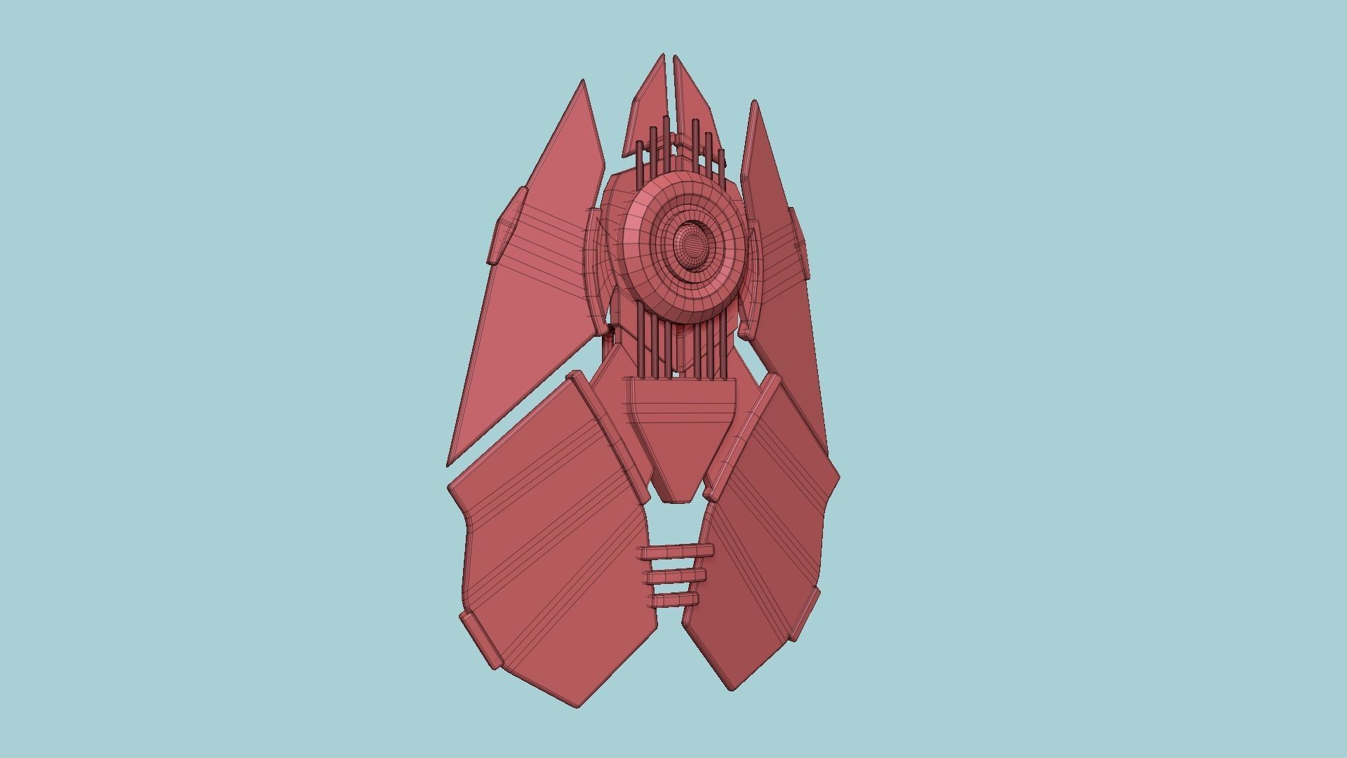 SciFi Shield A04 Red Black - Sci Fi Weapon Design Low-poly 3D model_14