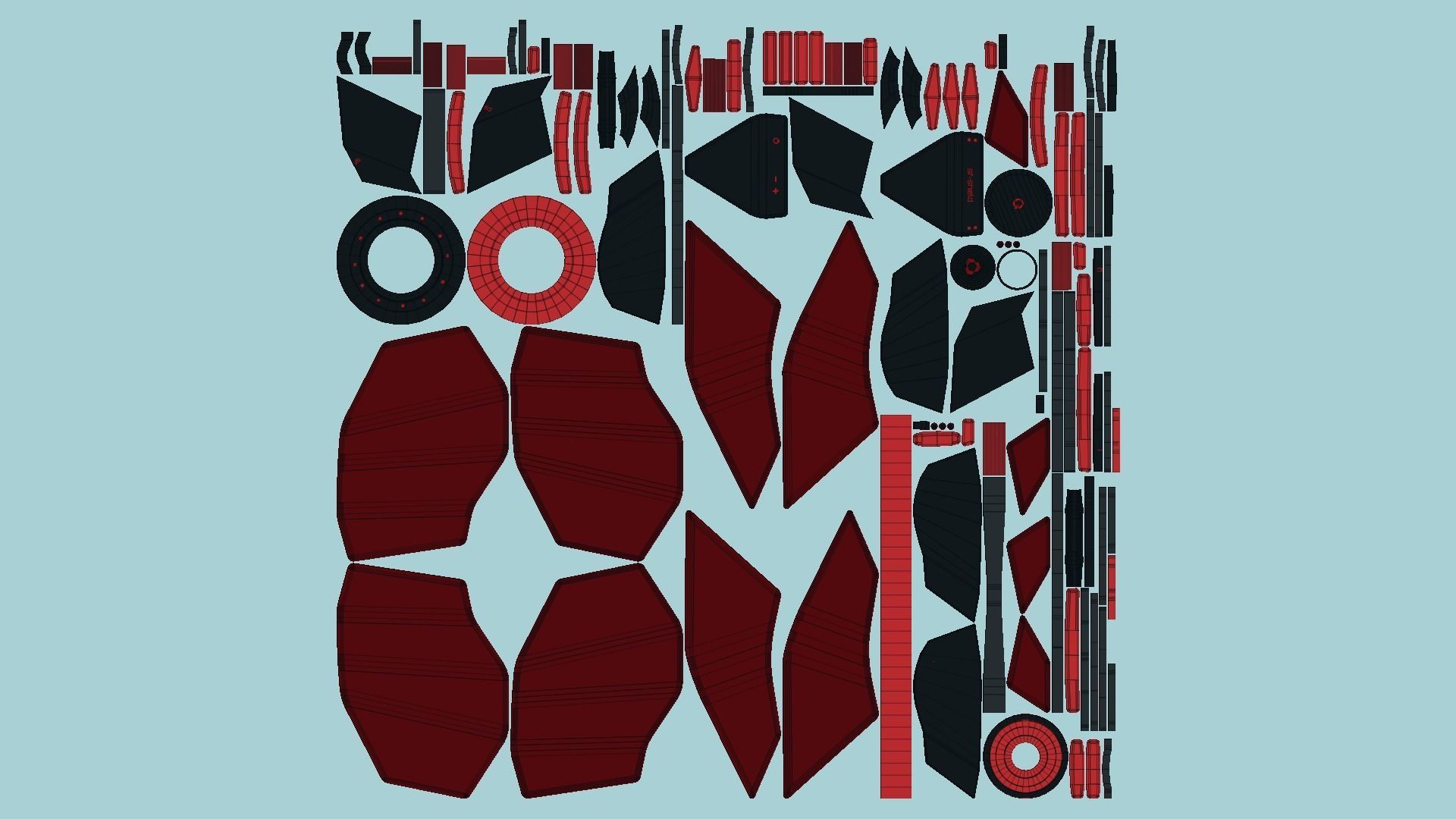 SciFi Shield A04 Red Black - Sci Fi Weapon Design Low-poly 3D model_5