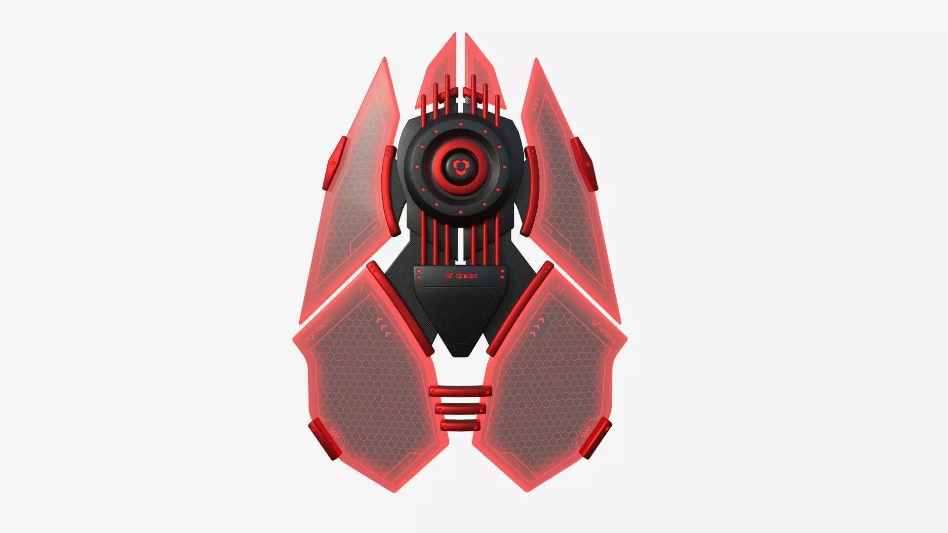 SciFi Shield A04 Red Black - Sci Fi Weapon Design Low-poly 3D model_0