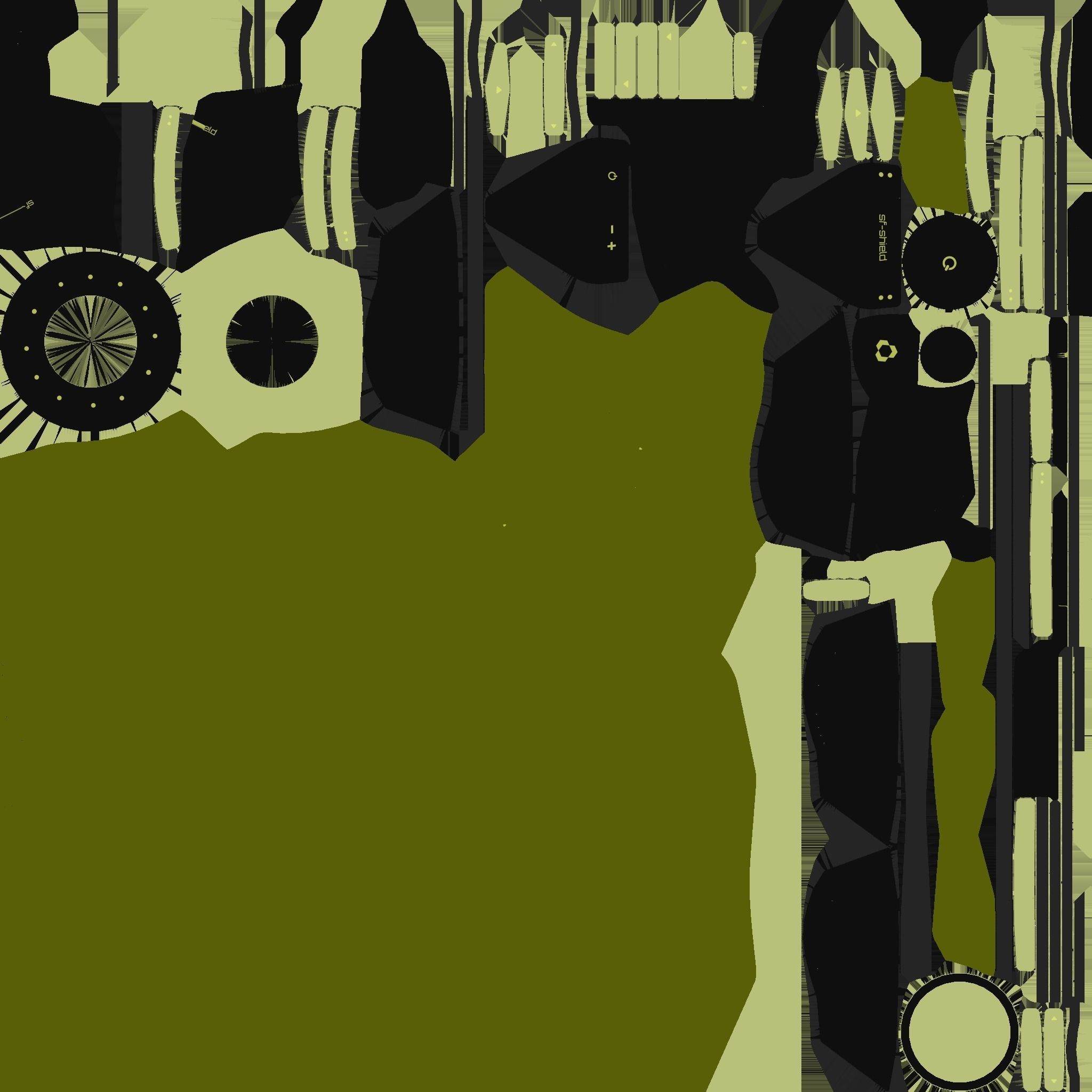 SciFi Shield A05 Black Yellow - Sci Fi Weapon Design Low-poly 3D model_21