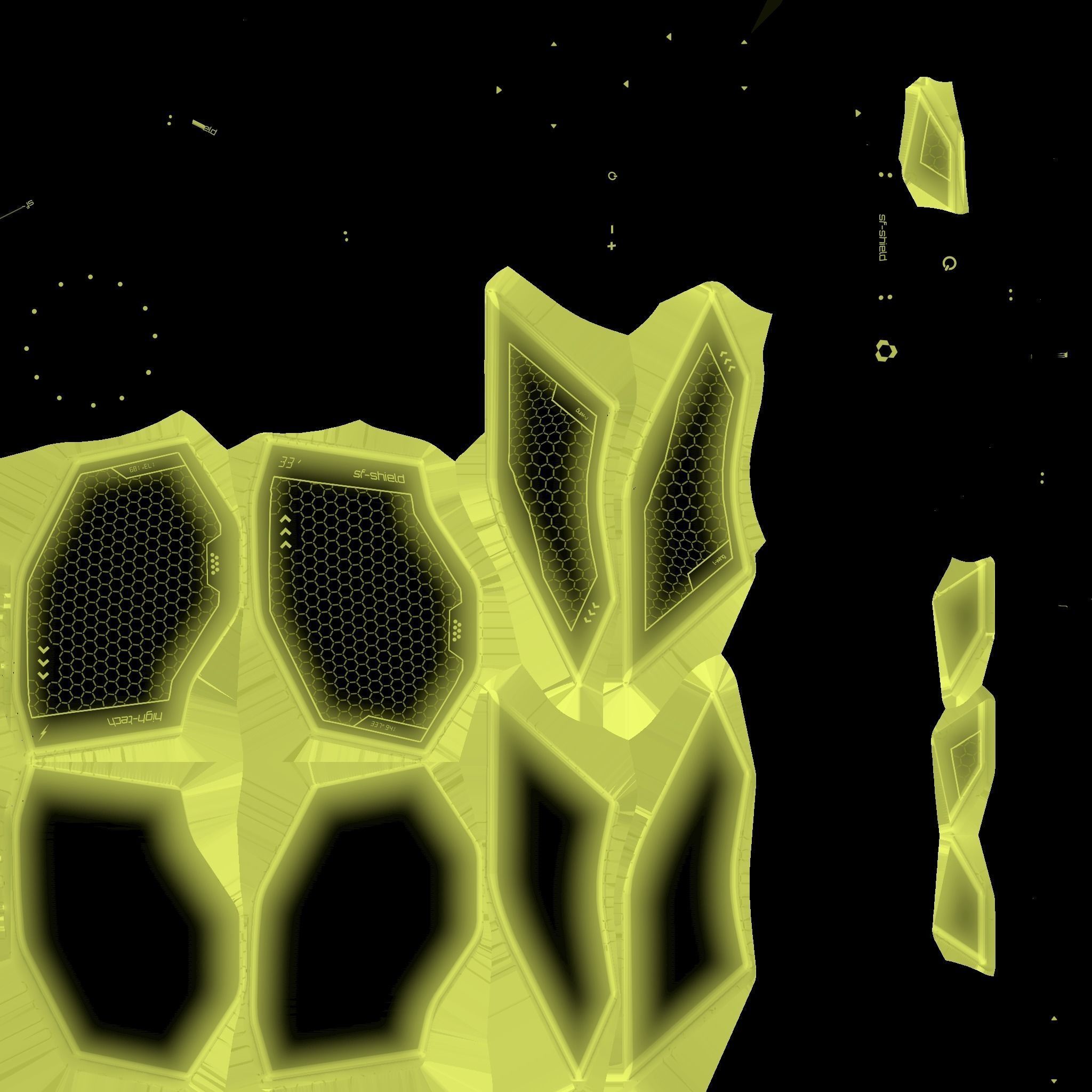 SciFi Shield A05 Black Yellow - Sci Fi Weapon Design Low-poly 3D model_22