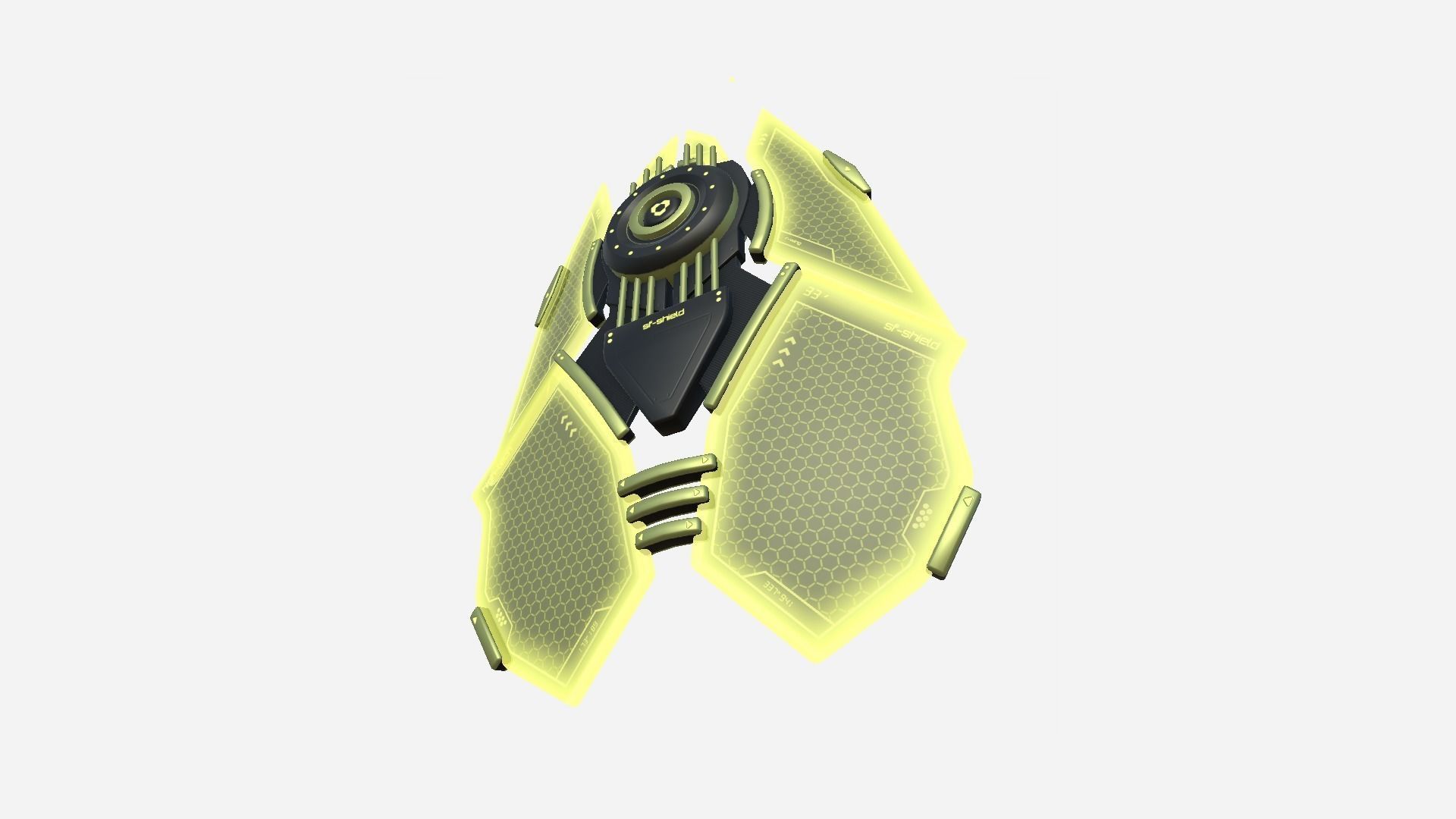 SciFi Shield A05 Black Yellow - Sci Fi Weapon Design Low-poly 3D model_4