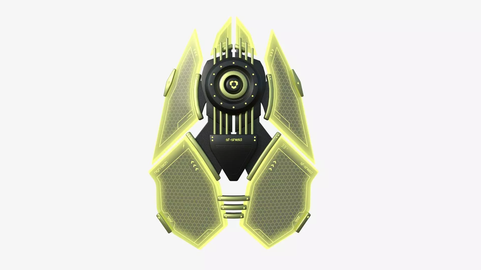 SciFi Shield A05 Black Yellow - Sci Fi Weapon Design Low-poly 3D model_0