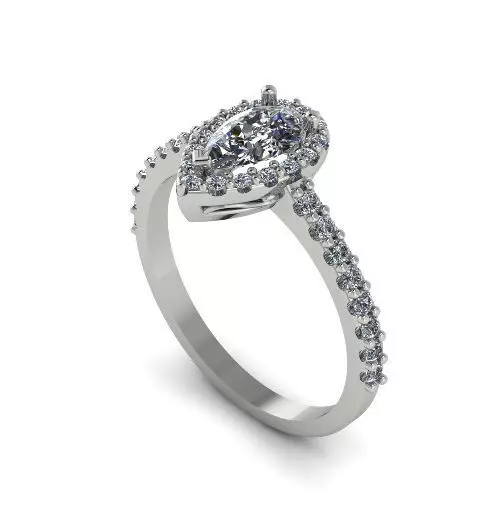 Ring with pear stone Model 2314 3D print model_0