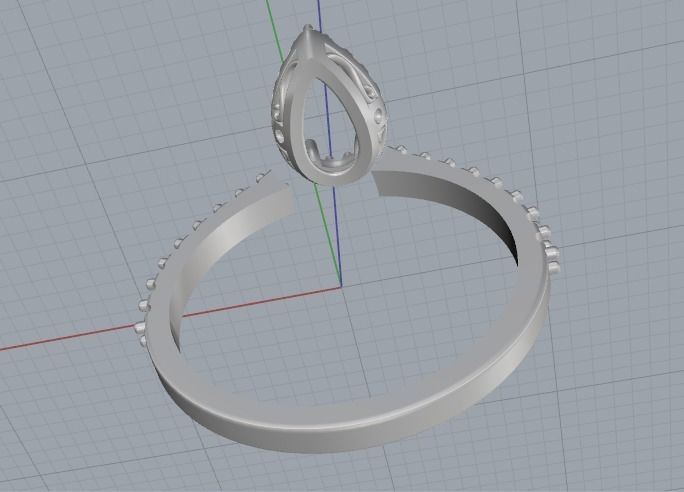 Ring with pear stone Model 2314 3D print model_3