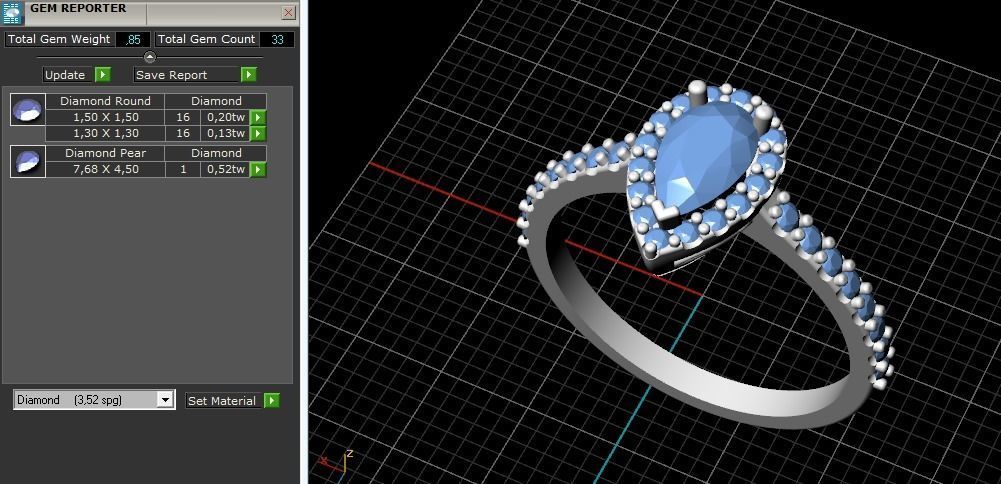 Ring with pear stone Model 2314 3D print model_9