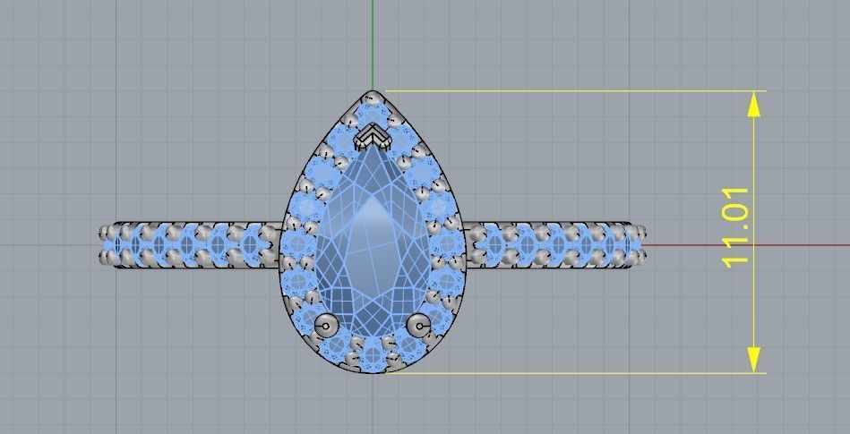 Ring with pear stone Model 2314 3D print model_6