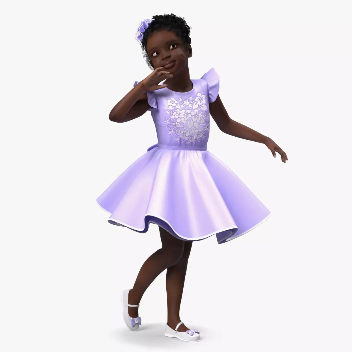 Black Child Girl Party Style Pose 3D model